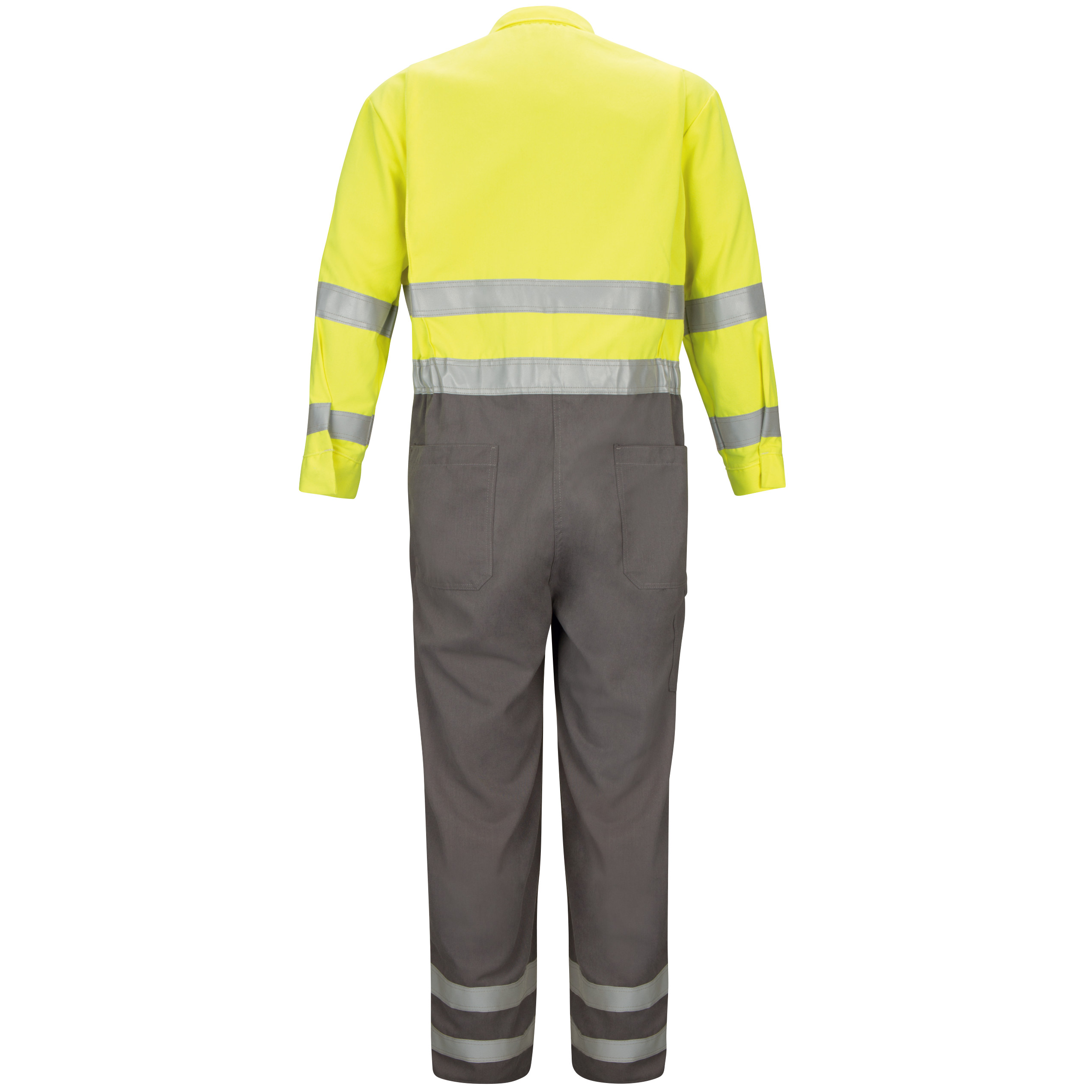 Picture of Bulwark® CMDC Men's Lightweight FR Hi-Visibility Deluxe Colorblocked Coverall with Reflective Trim