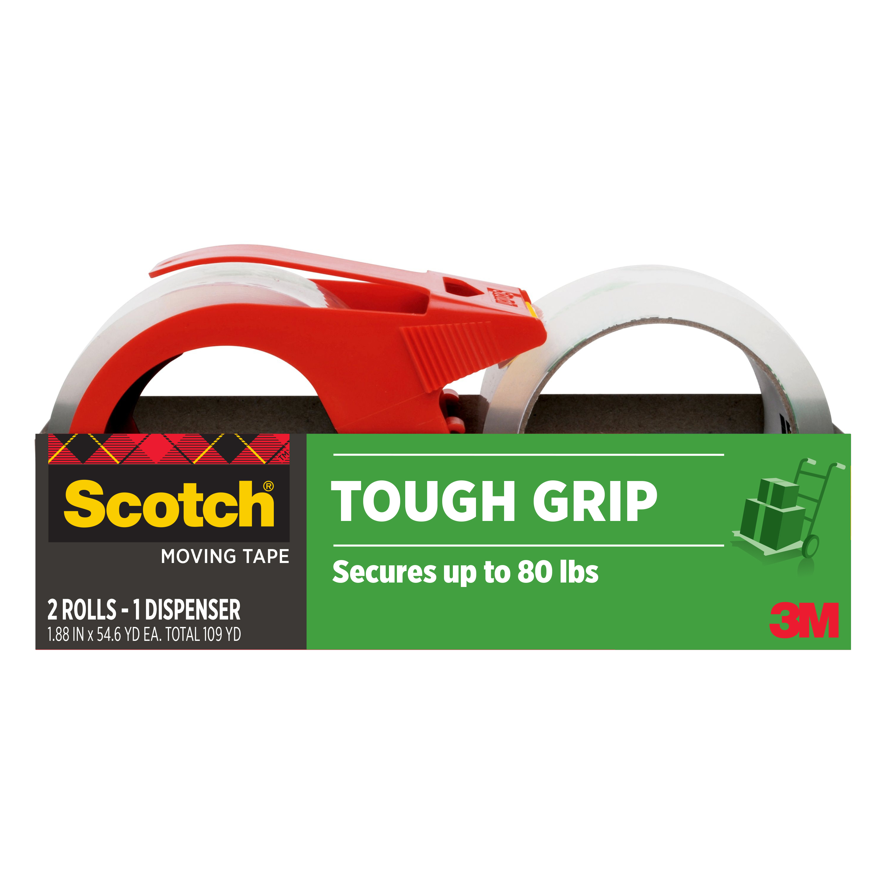 SKU 7100253394 | Scotch® Tough Grip Moving Packaging Tape 3500S-21RD-3GC