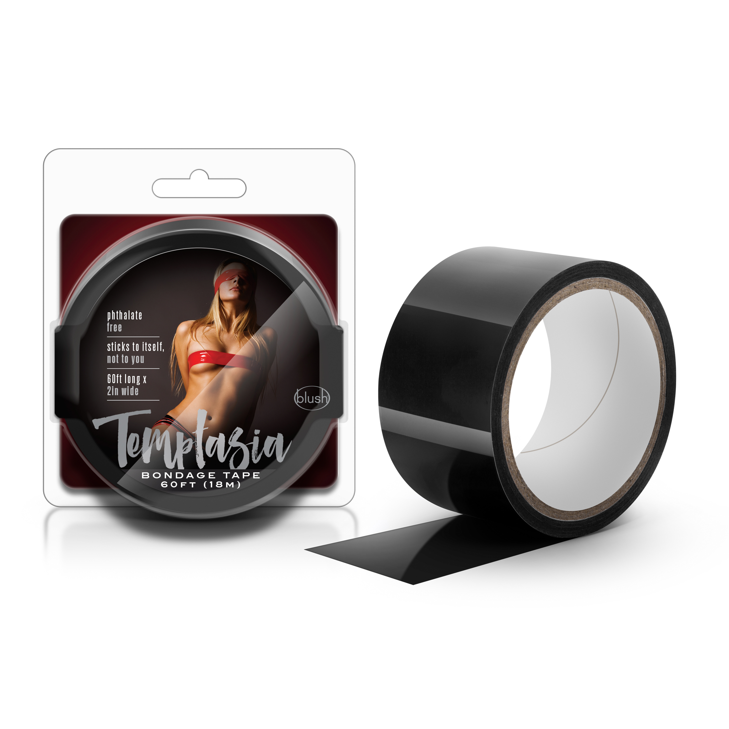 Blush Temptasia Bondage Tape - 60 Feet - Black