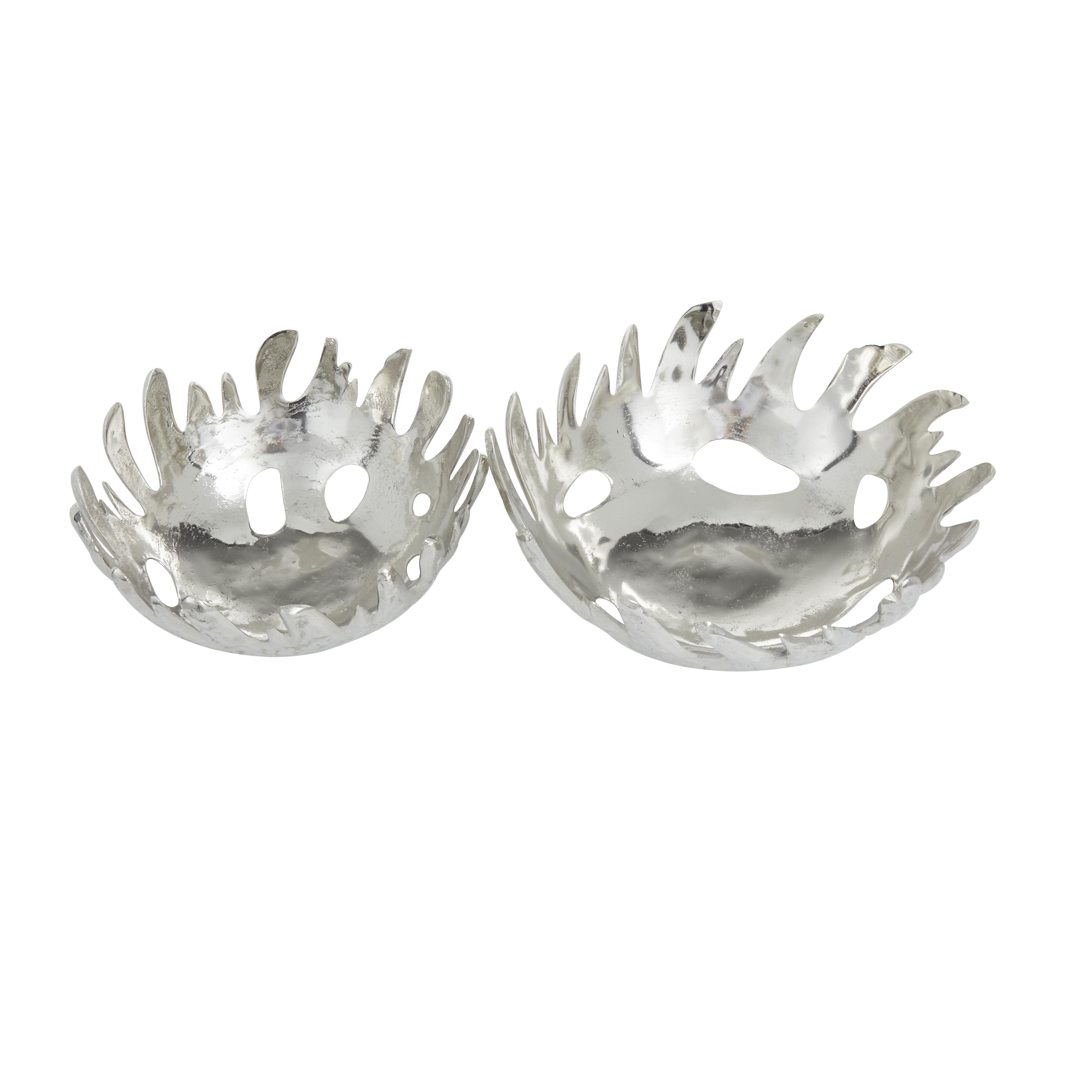 The Novogratz Silver Aluminum Metal  Decorative Bowl, Set of 2 14", 12"W