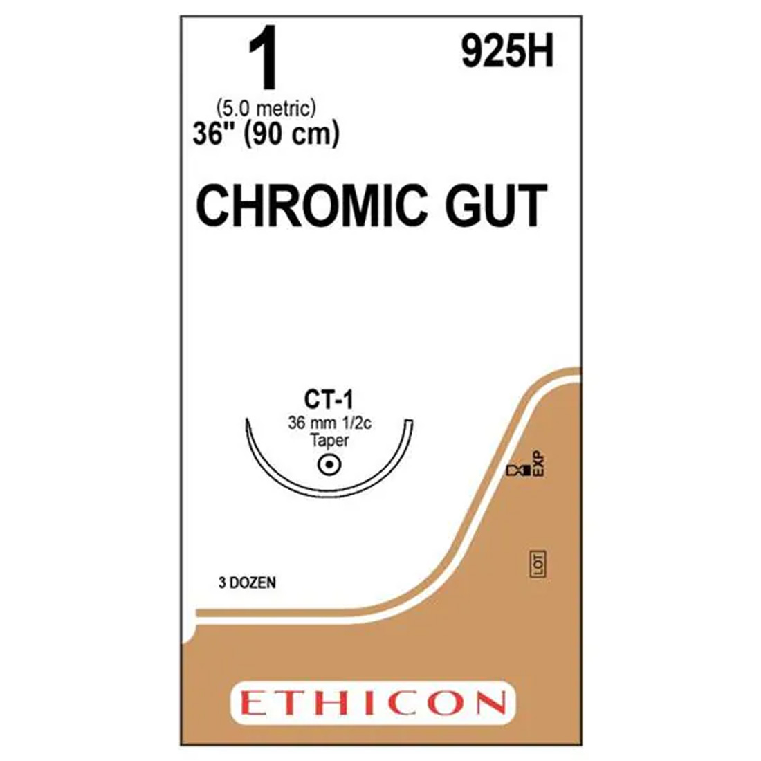 Chromic Gut Sutures, 1-0,  CT-1 , 36",  36/Box
