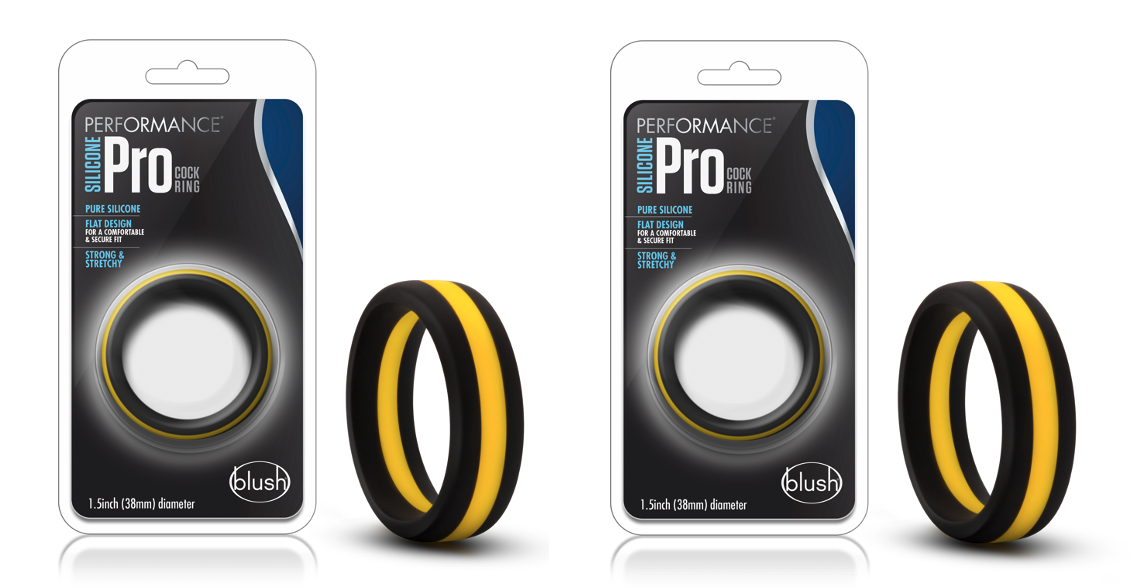 Blush Performance? / Pro: Yellow & Black Penis Rings - Made with Purio? Silicone (2-Pack)