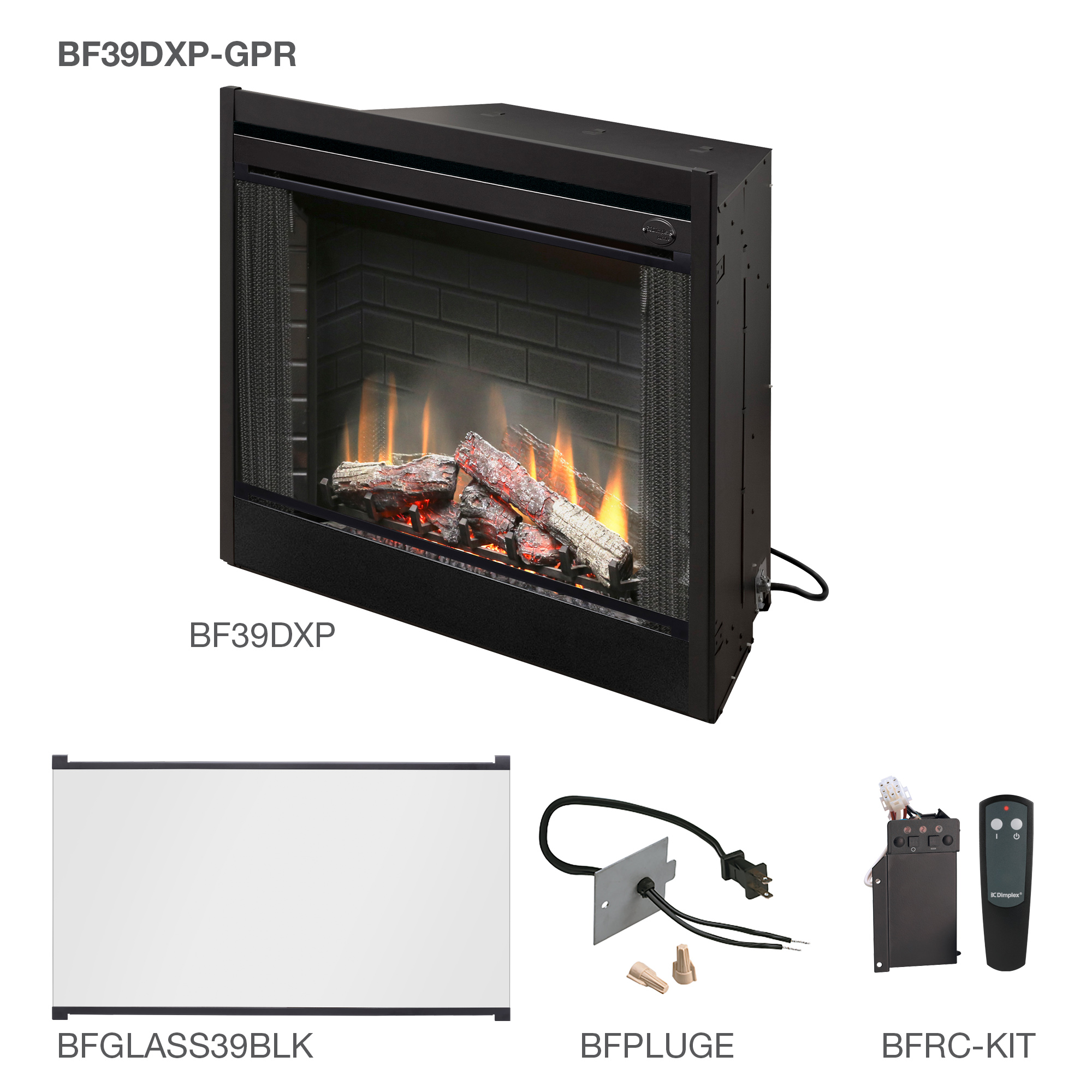 Foyer électrique encastrable de luxe avec ensemble de panneau en verre