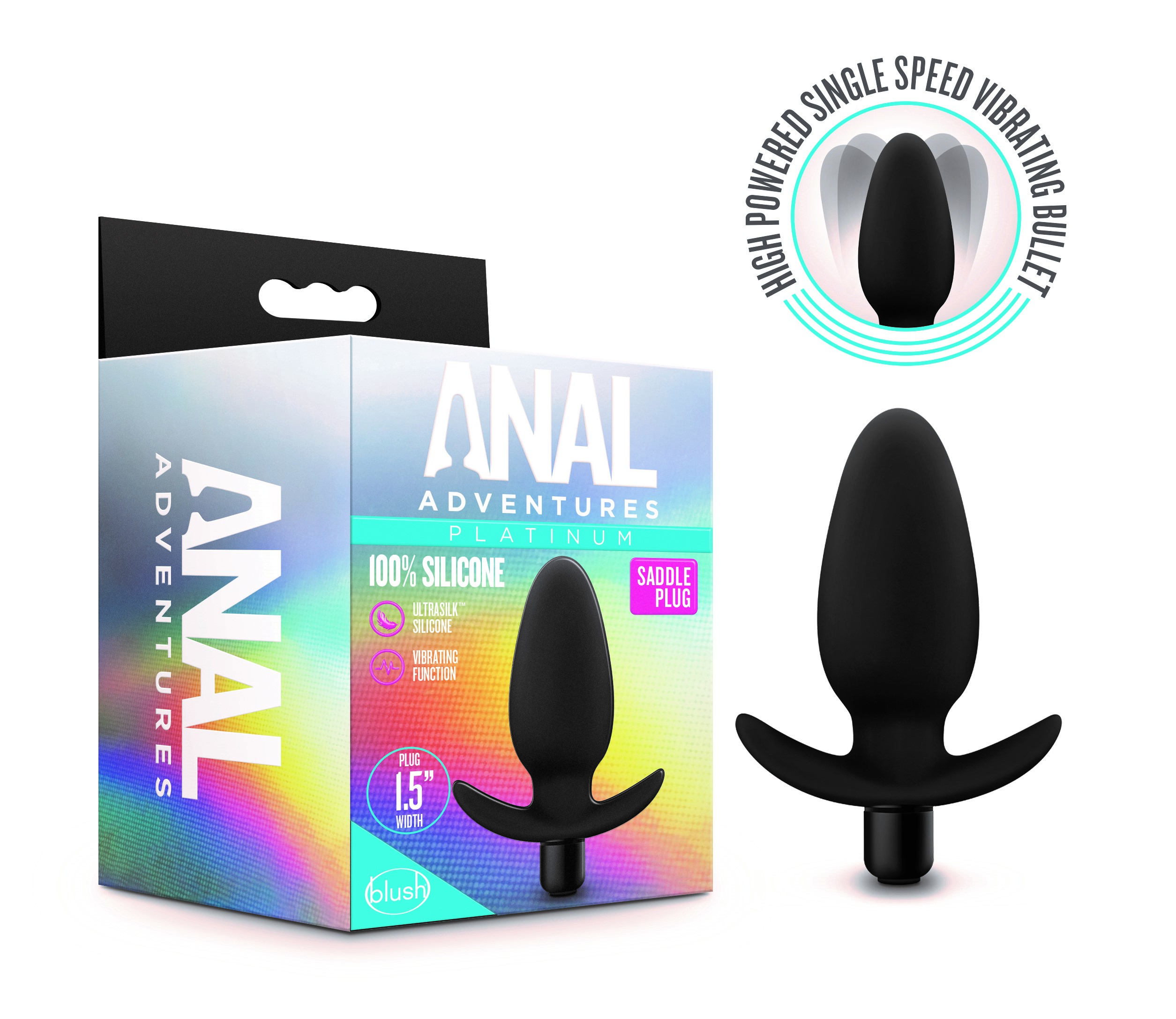 Blush Anal Adventures?Platinum?Saddle Black 4.5-Inch Vibrating Anal Plug