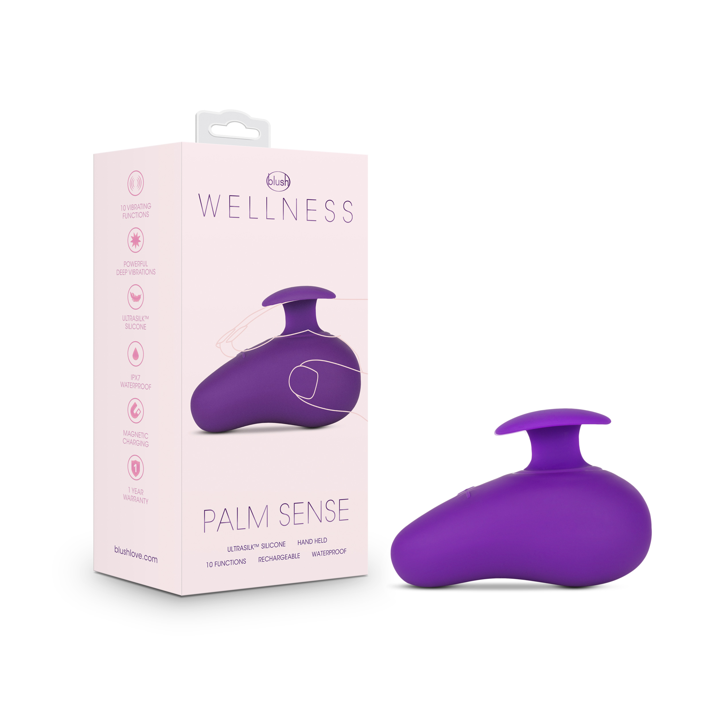 Wellness By Blush? / Palm Sense RumbleTech Purple UltraSilk? Vibrator - Made with Puria? Silicone