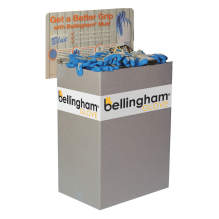 Bellingham BINBLUE2 Blue™ Rubber Latex Palm Gloves Cardboard Half Bin, 72 Pairs