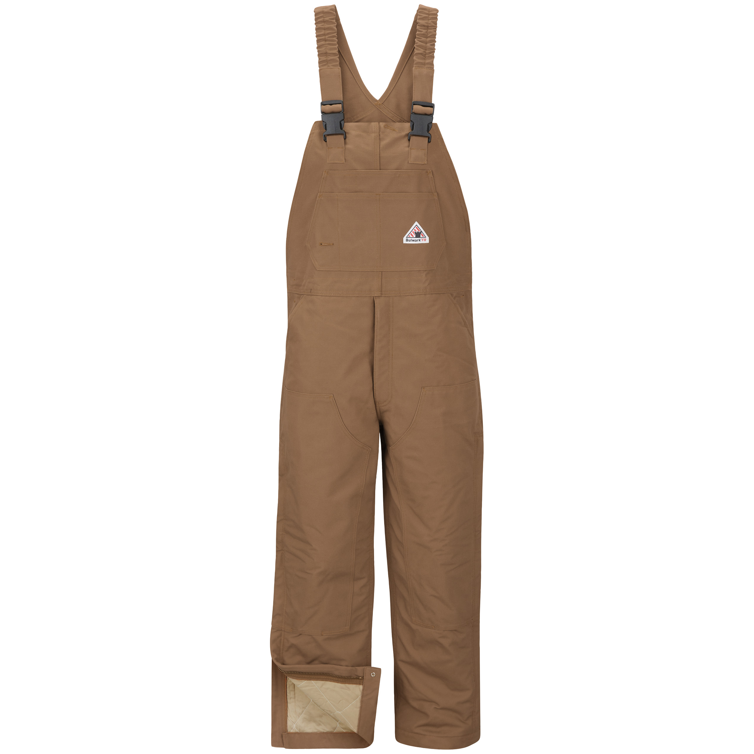 Picture of Bulwark® BLN6 Men's Heavyweight FR Insulated Brown Duck  Bib Overall with Knee Zip