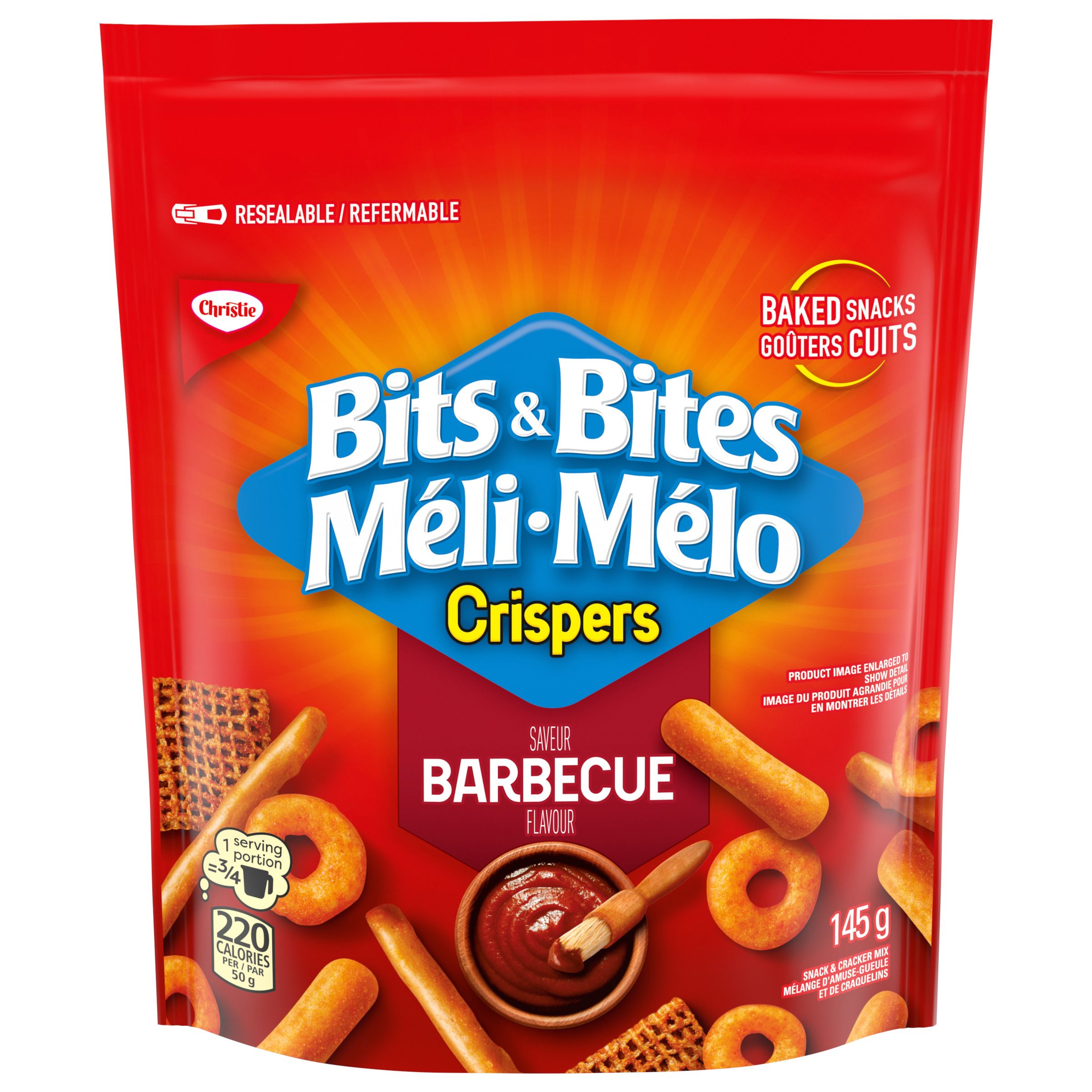 Crispers Bits & Bites Barbecue Flavour Snack & Cracker Mix 145G-0