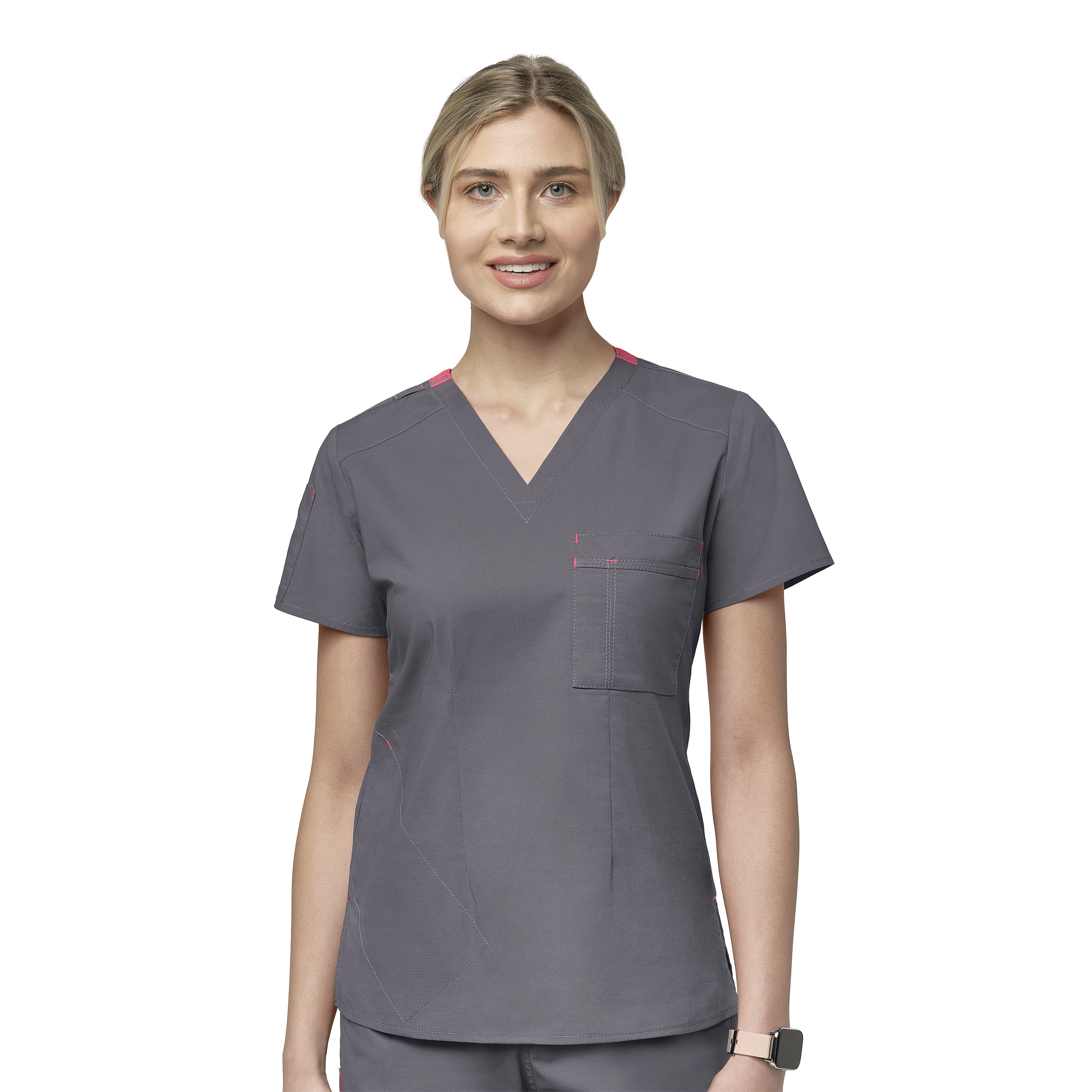WonderFLEX Women‘s V-Neck Tuck-In Scrub Top-Wonder Wink