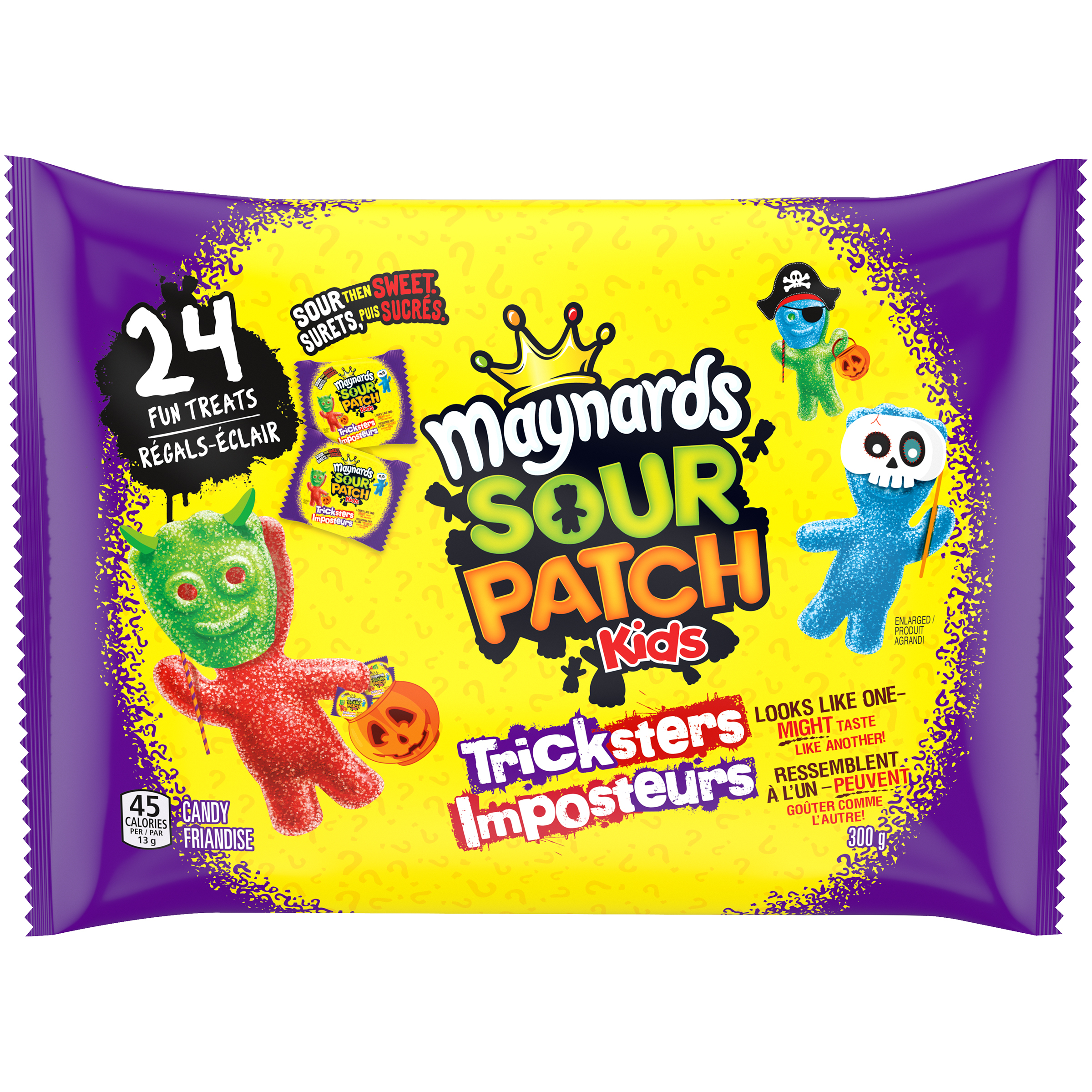 MAYNARDS Sour Patch Kids Tricksters Candy for Halloween (24 Fun Treat Pouches, 300 g)-0