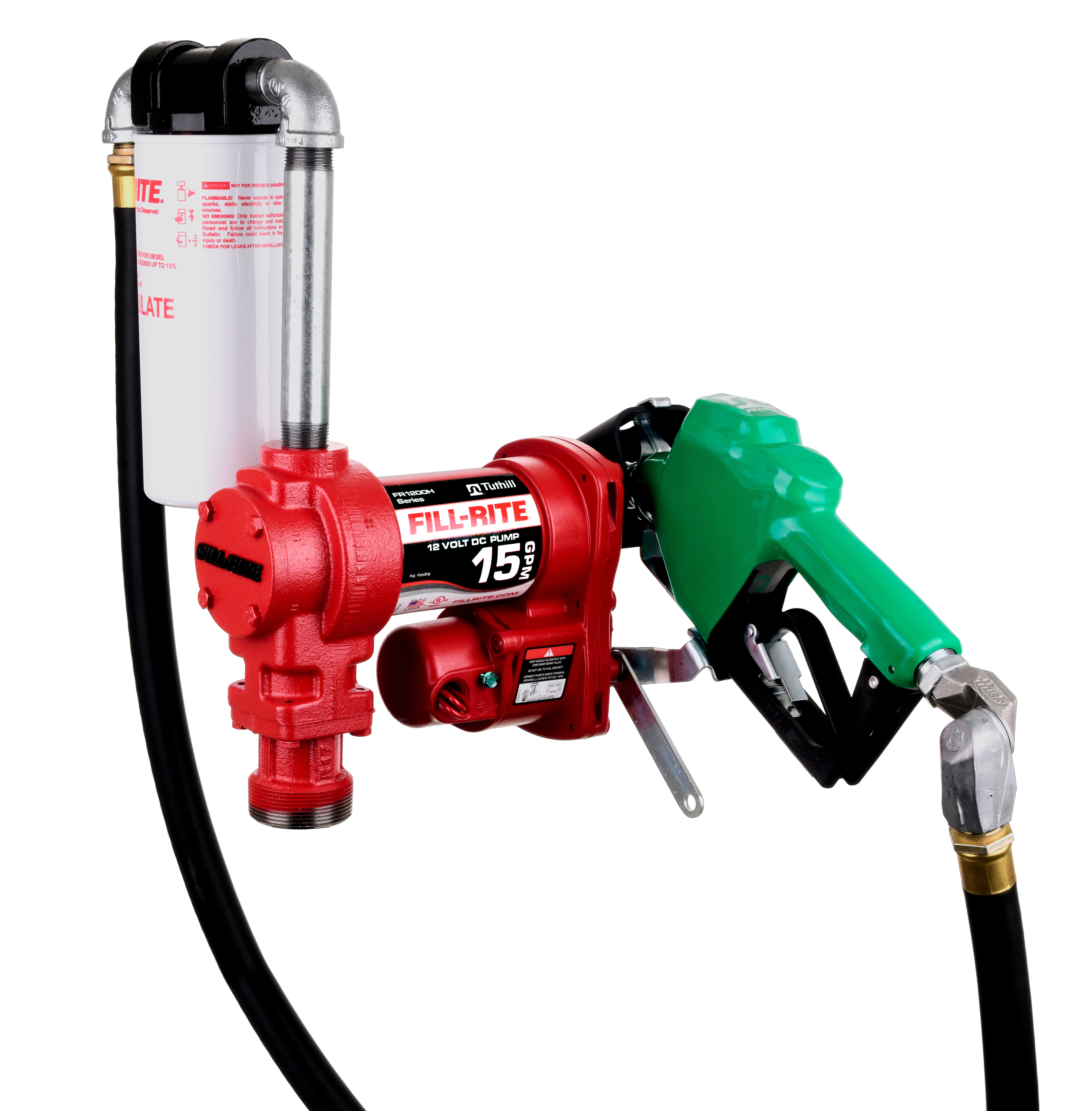 Fill-Rite FR1220HDSFQ 12V 15 GPM Fuel Transfer Pump with Premium Filter Package | Gasoline, Diesel, Kerosene, Ethanol Blends, Methanol Blends & Biodiesel¬†
