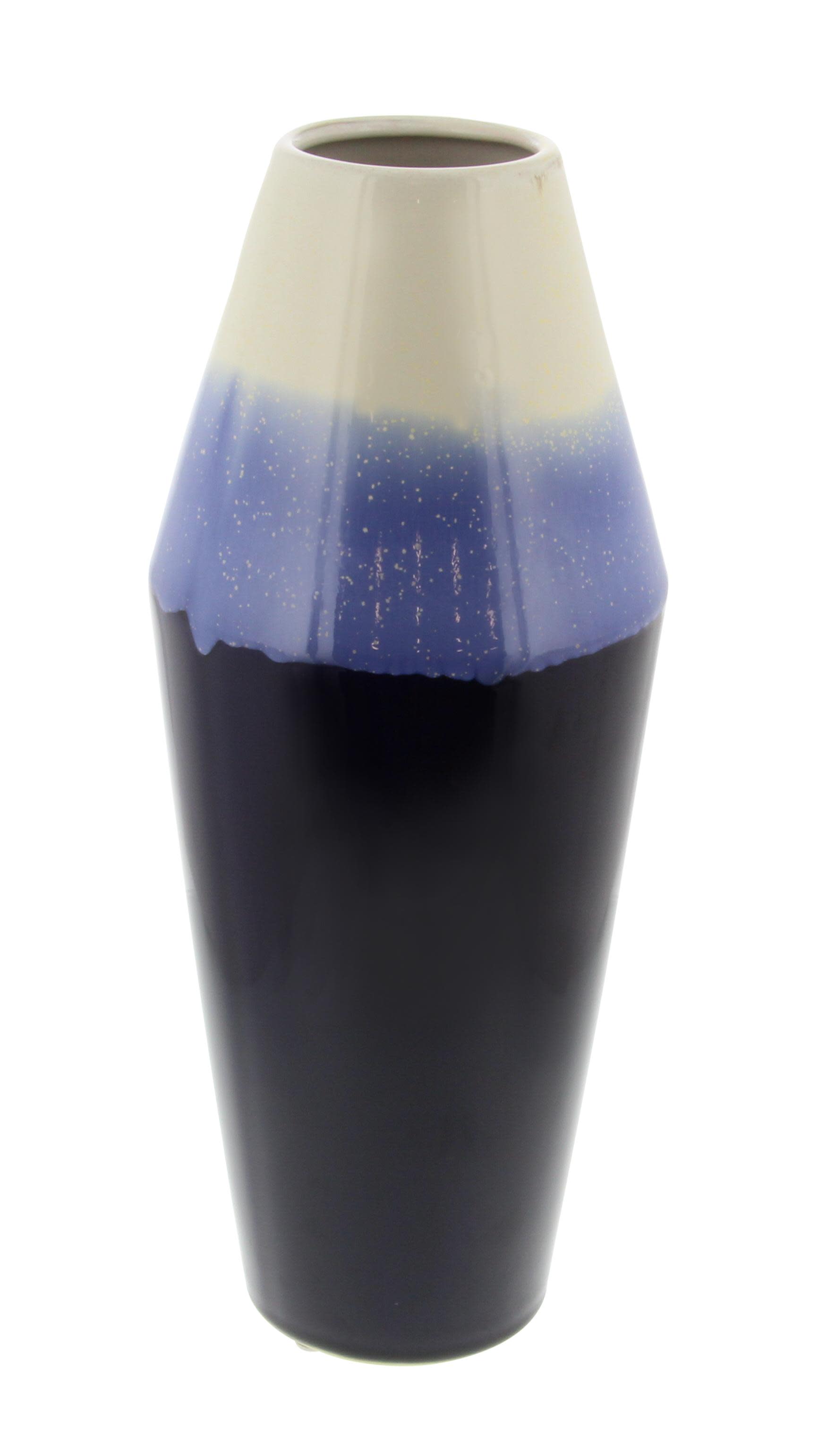 Blue Ceramic  Vase, 7" x 7" x 16"