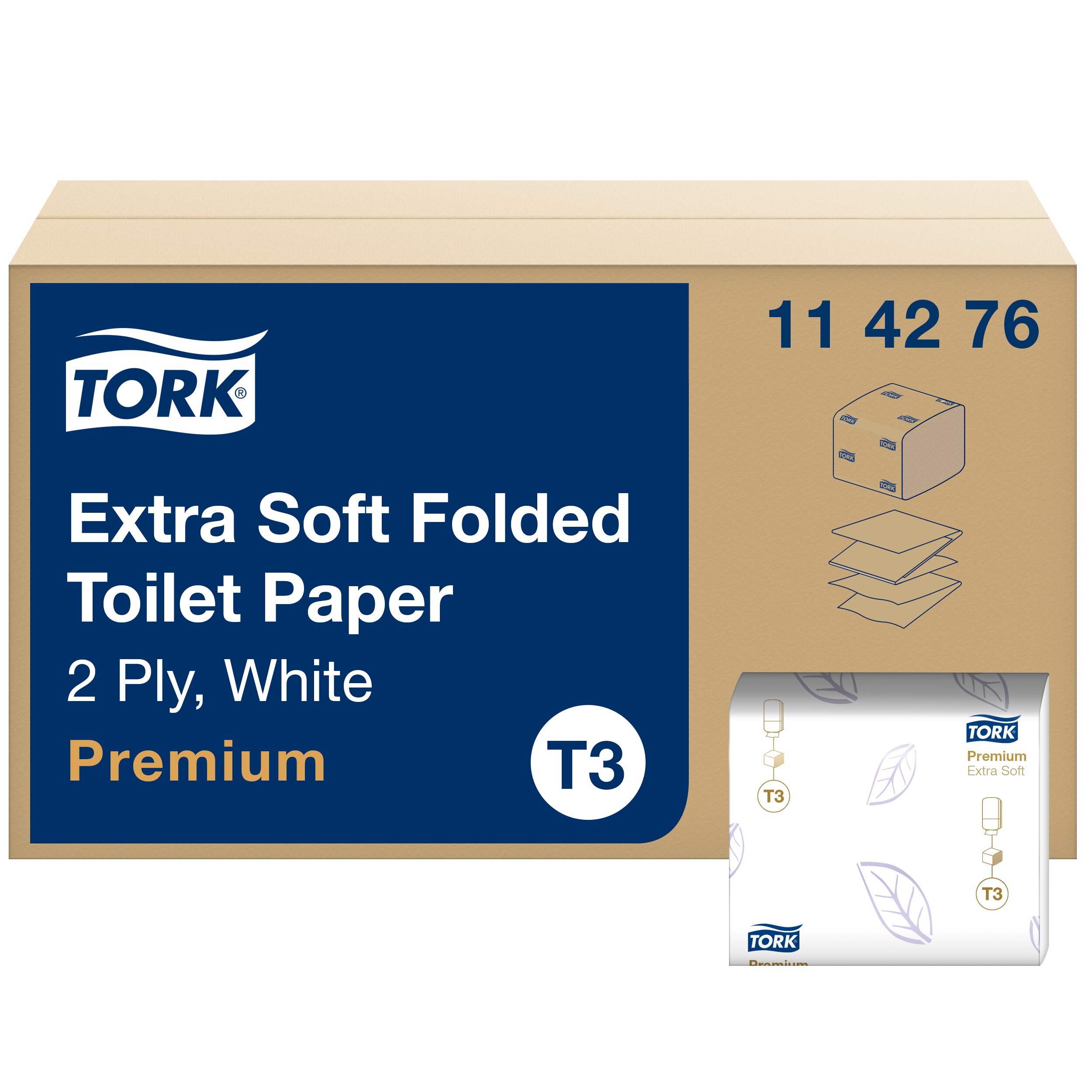Toiletpapir, I ark, 2 lag, 7560 ark, Tork Premium Extra Soft T3