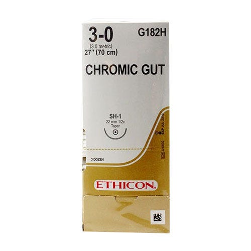 Chromic Gut Sutures, 3-0, SH-1, Taper Point, 27" - 36/Box