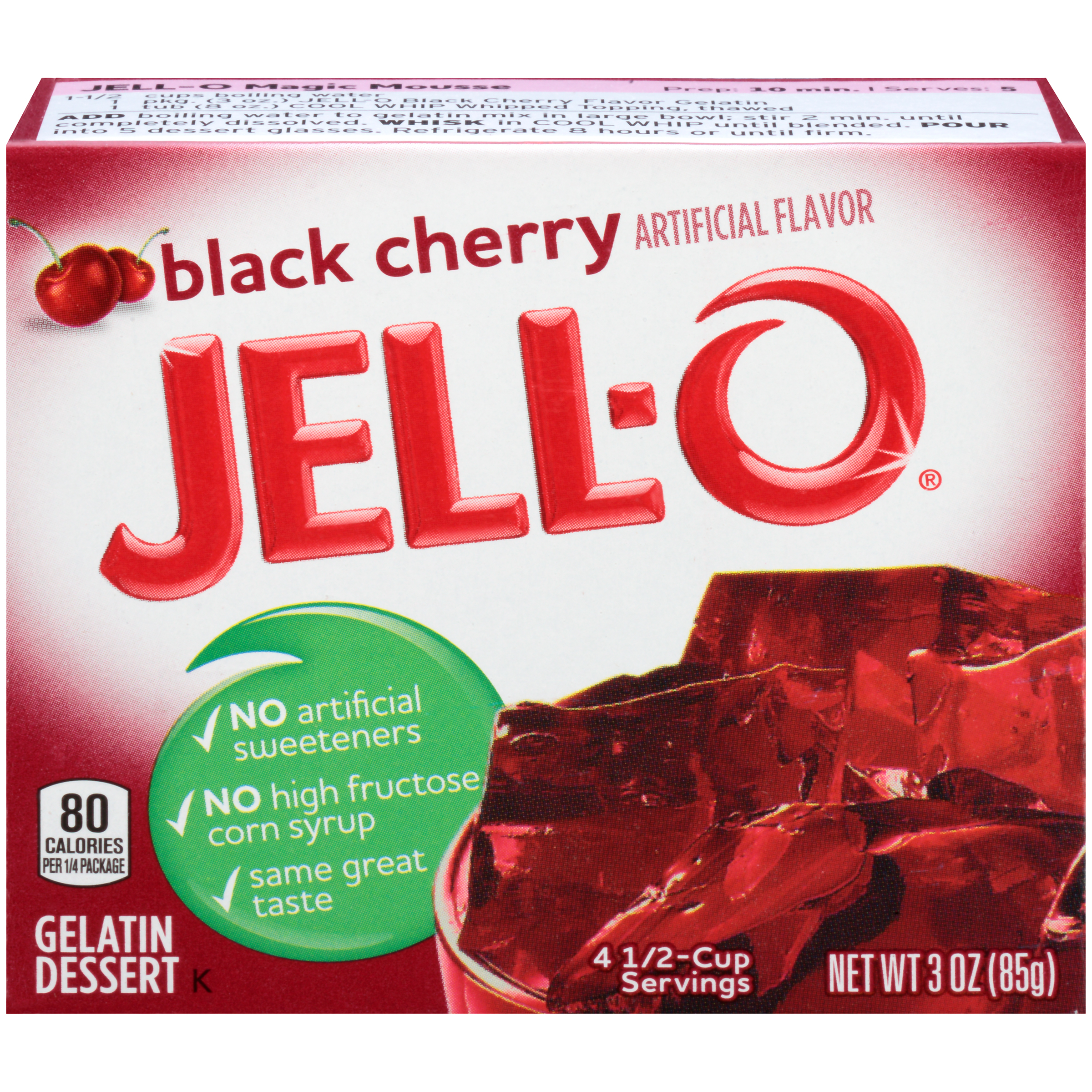 JellO Black Cherry Instant Powdered Gelatin Dessert 3 oz Bag Kraft