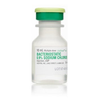 Hospira 0.9% Bacteriostatic SODIUM CHLORIDE - 10ml - Multi-Dose Vial, 25 vials per box