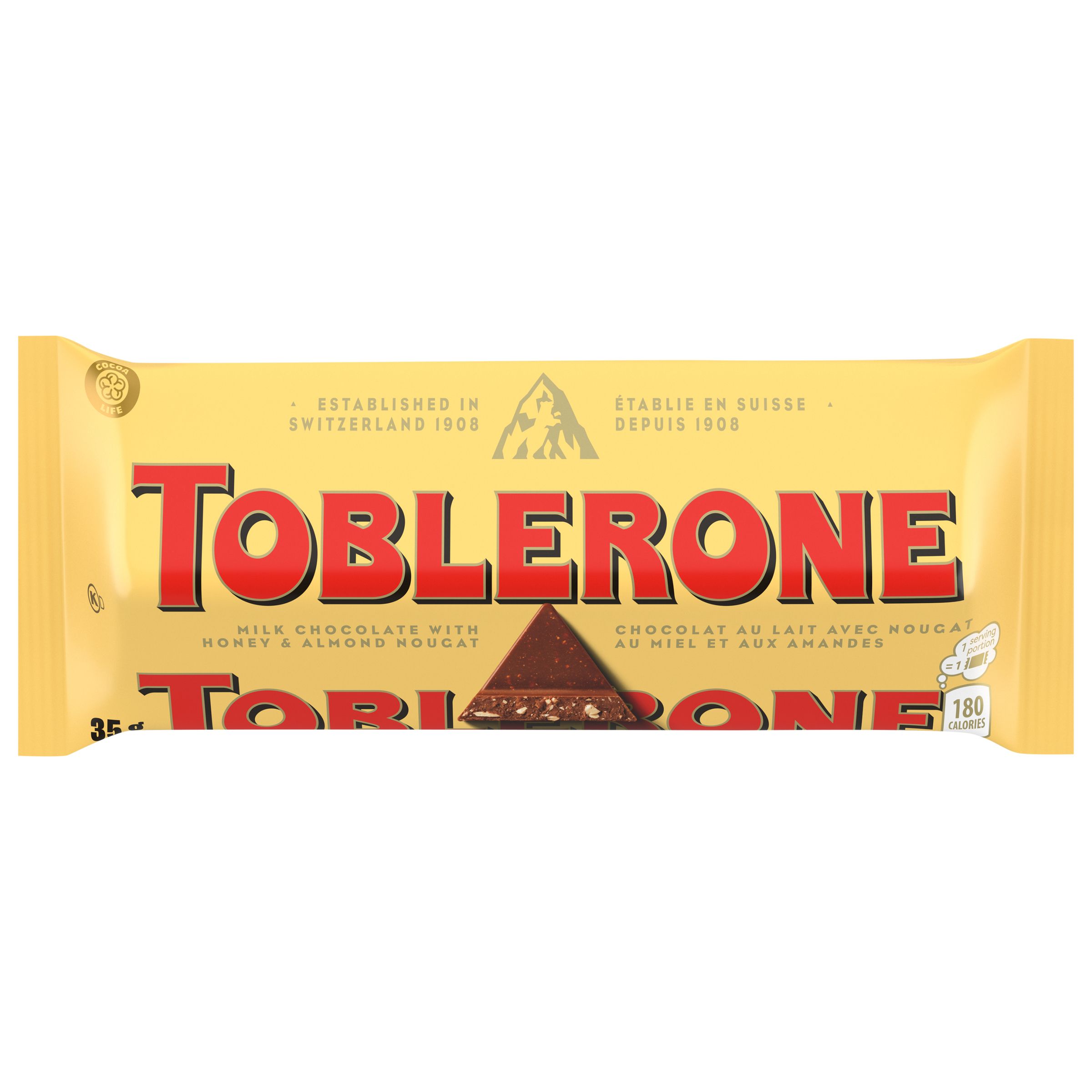 Tablette de chocolat au lait TOBLERONE avec nougat au miel et aux amandes (35 g)-0