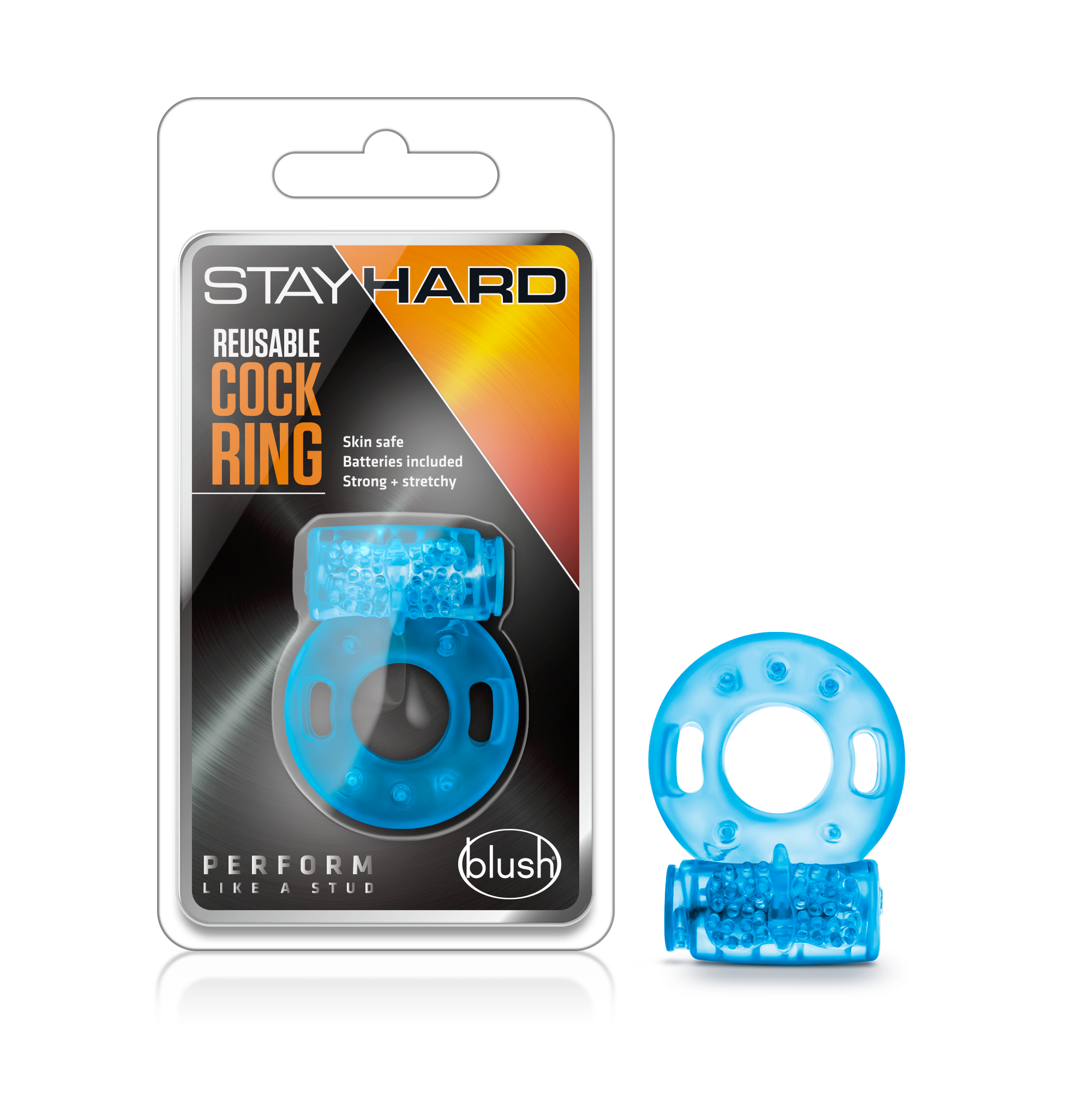 Blush Stay Hard / Reusable Blue Vibrating Penis Ring