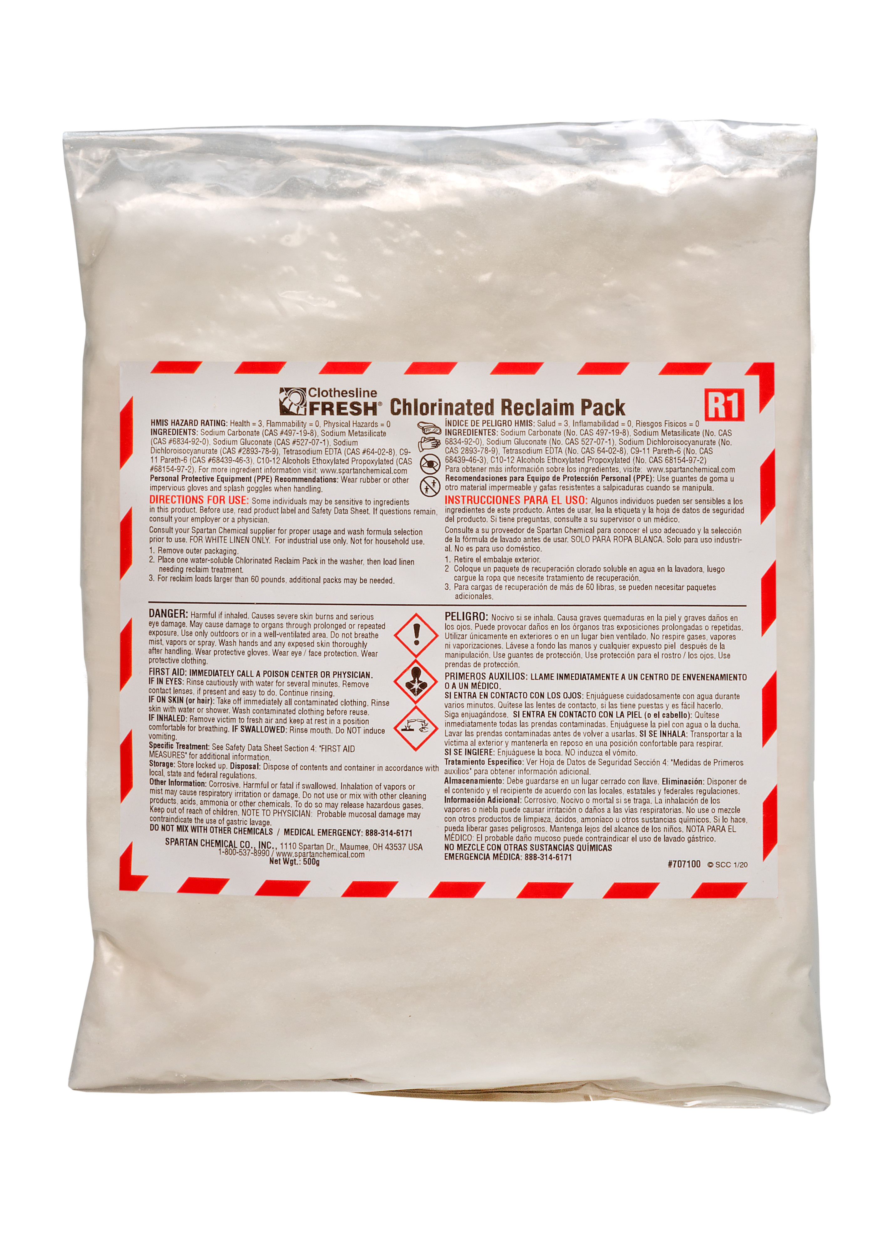 Spartan Chemical Company Clothesline Fresh Chlorinated Reclaim Pack R1, 10 ct. 500 gram
