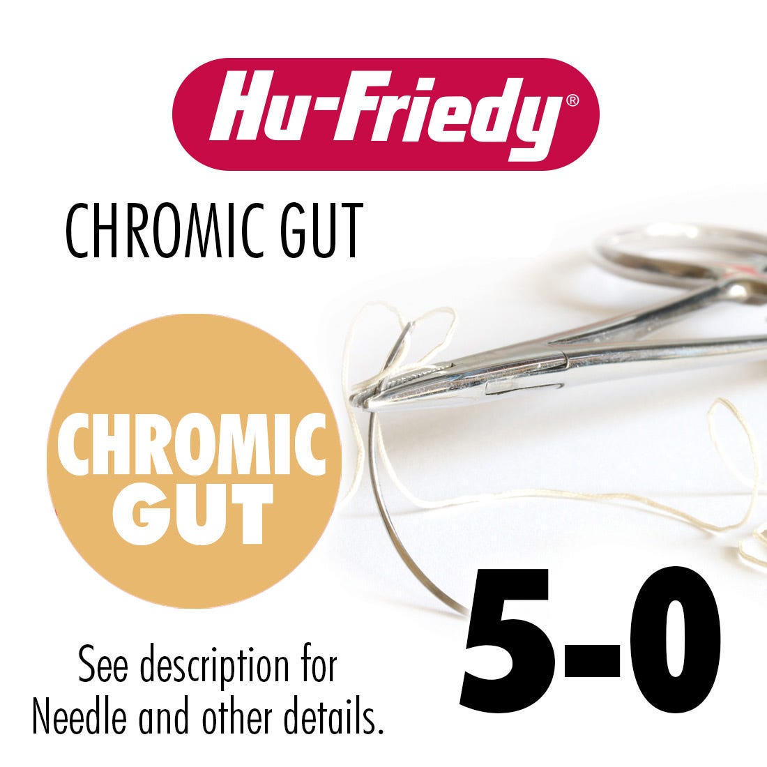 Hu-Friedy 5-0 Chromic Gut Sutures, C-6 Needle 27" - 12/Box