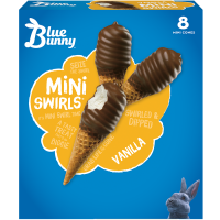 Mini Swirls Vanilla Cones, Frozen Dessert, 8 Pack