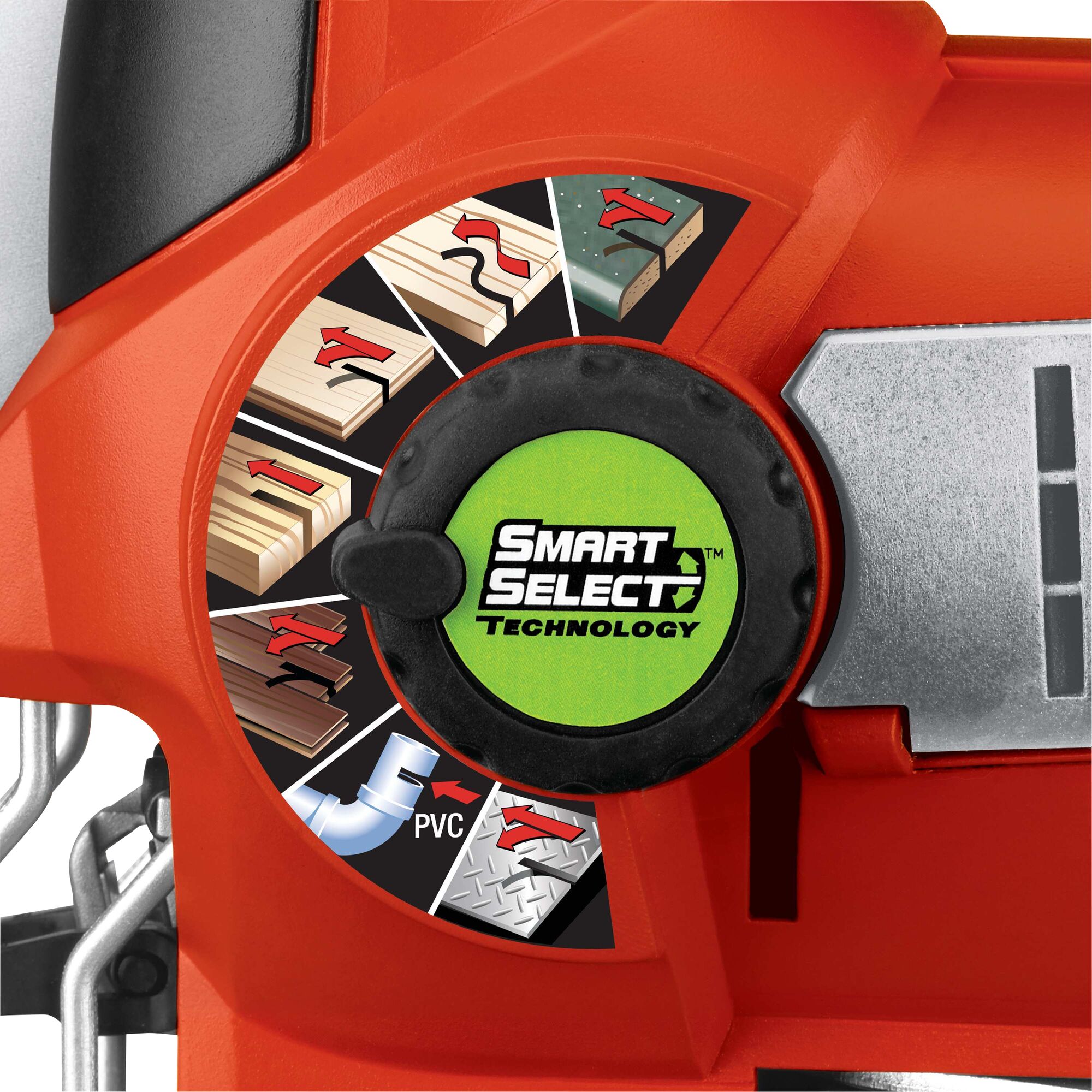 Smart Select dial feature of Linefinder 6 amp orbital jigsaw with smart select technology.