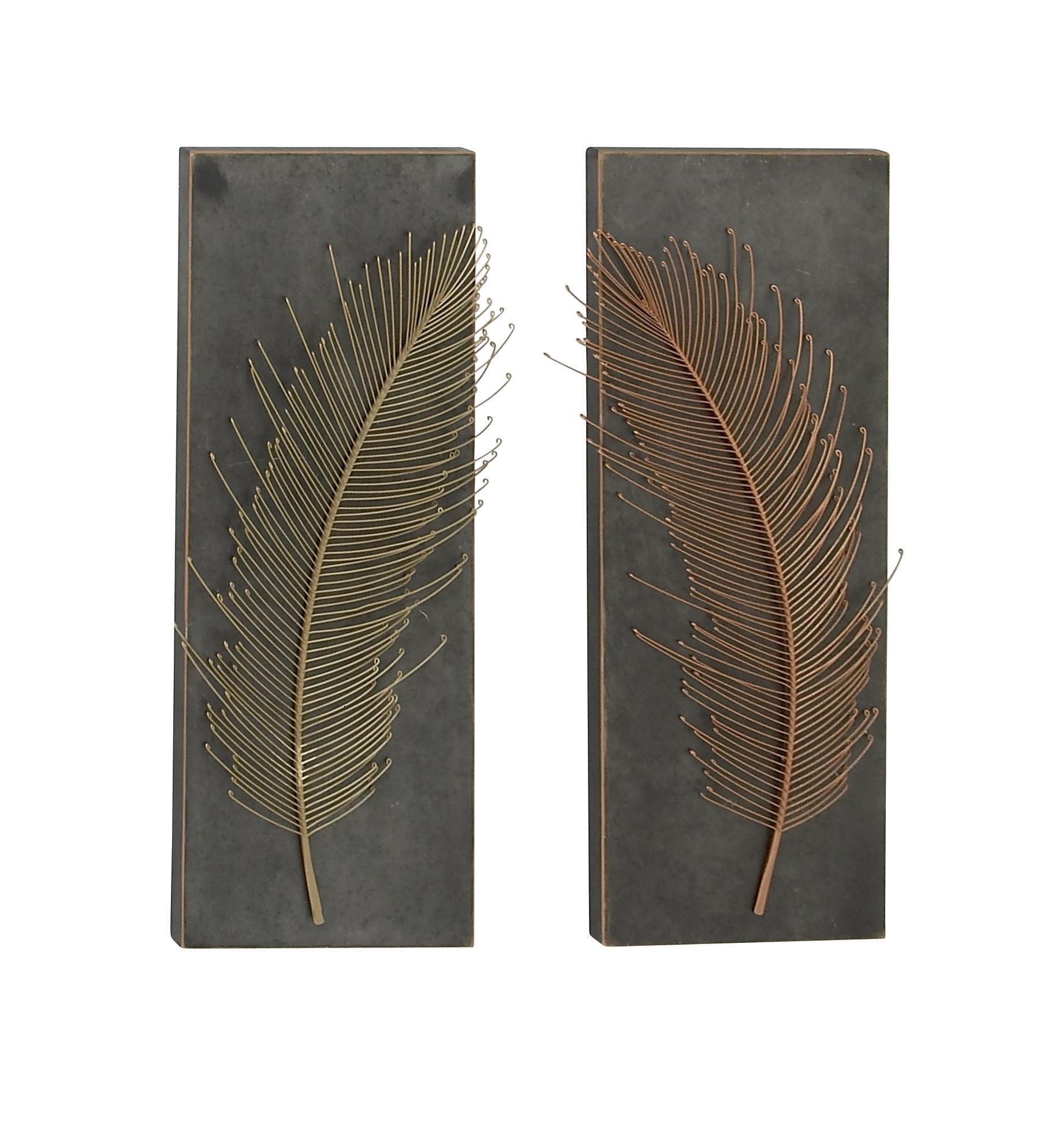 Gold Metal  Wall Decor, Set of 2  12\"W, 32\"H