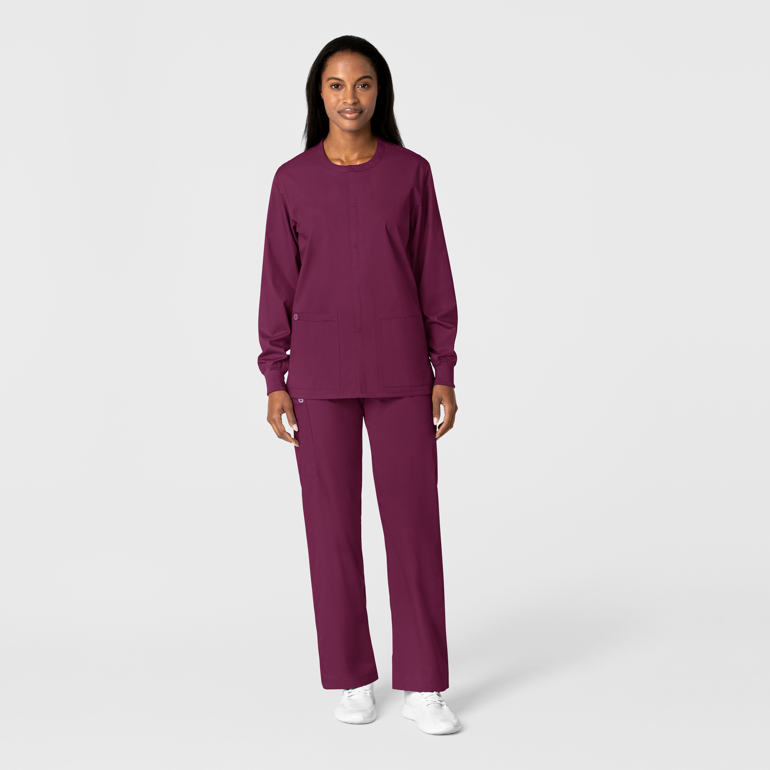 WORK 800 Unisex 5 Pocket Snap Front Warm Up Scrub Jacket with Rib Knit Cuffs and Side Vents-Wonder Wink