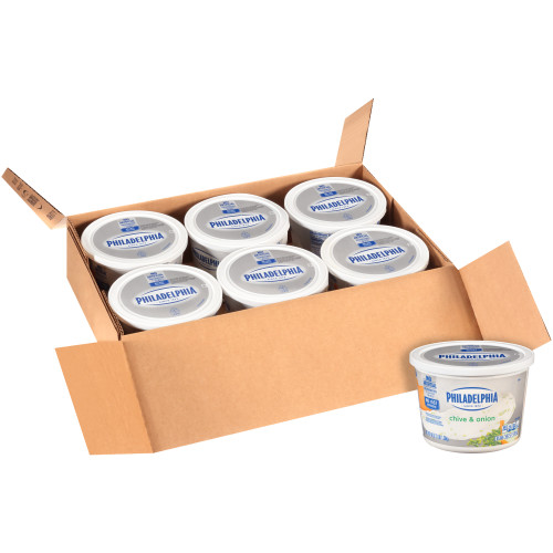 PHILADELPHIA Chive & Onion Cream Cheese, 3 Lb. Tub (Pack of 6) Kraft