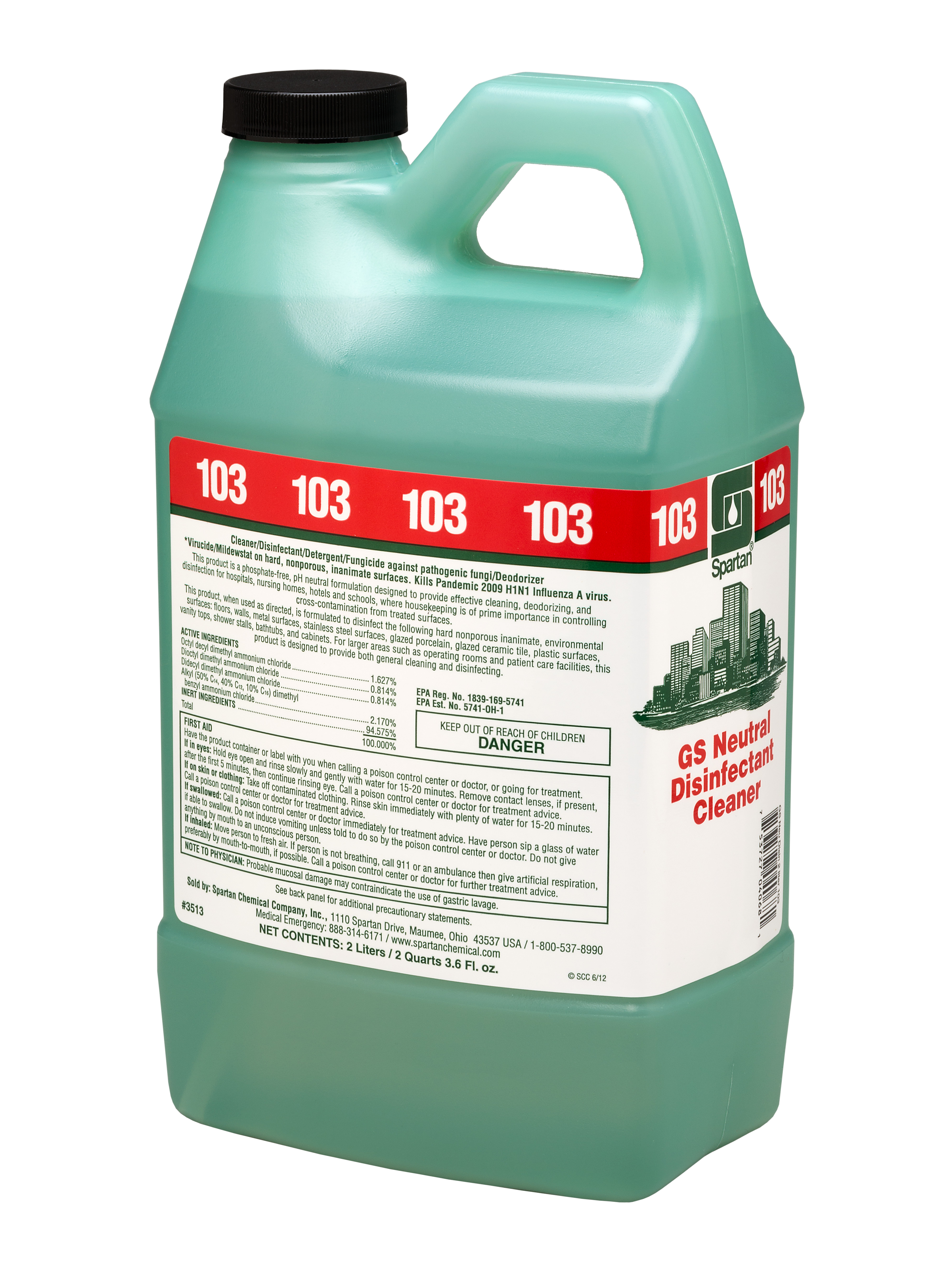 Spartan Chemical Company GS Neutral Disinfectant Cleaner 103, 2 LITER 4/CS