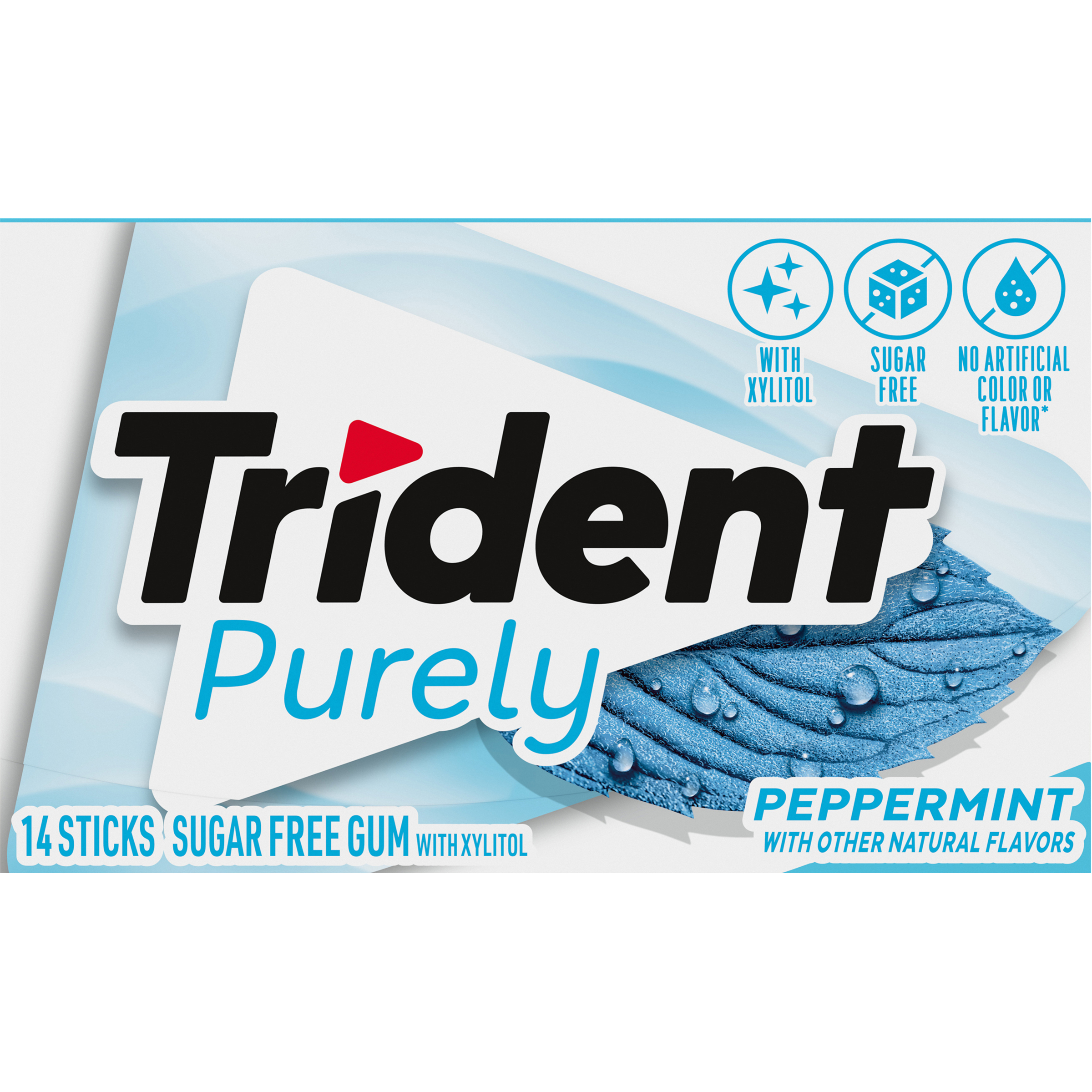 Trident Purely Peppermint Sugar Free Gum, 12 Packs of 14 Pieces (168 Total Pieces)-thumbnail-3