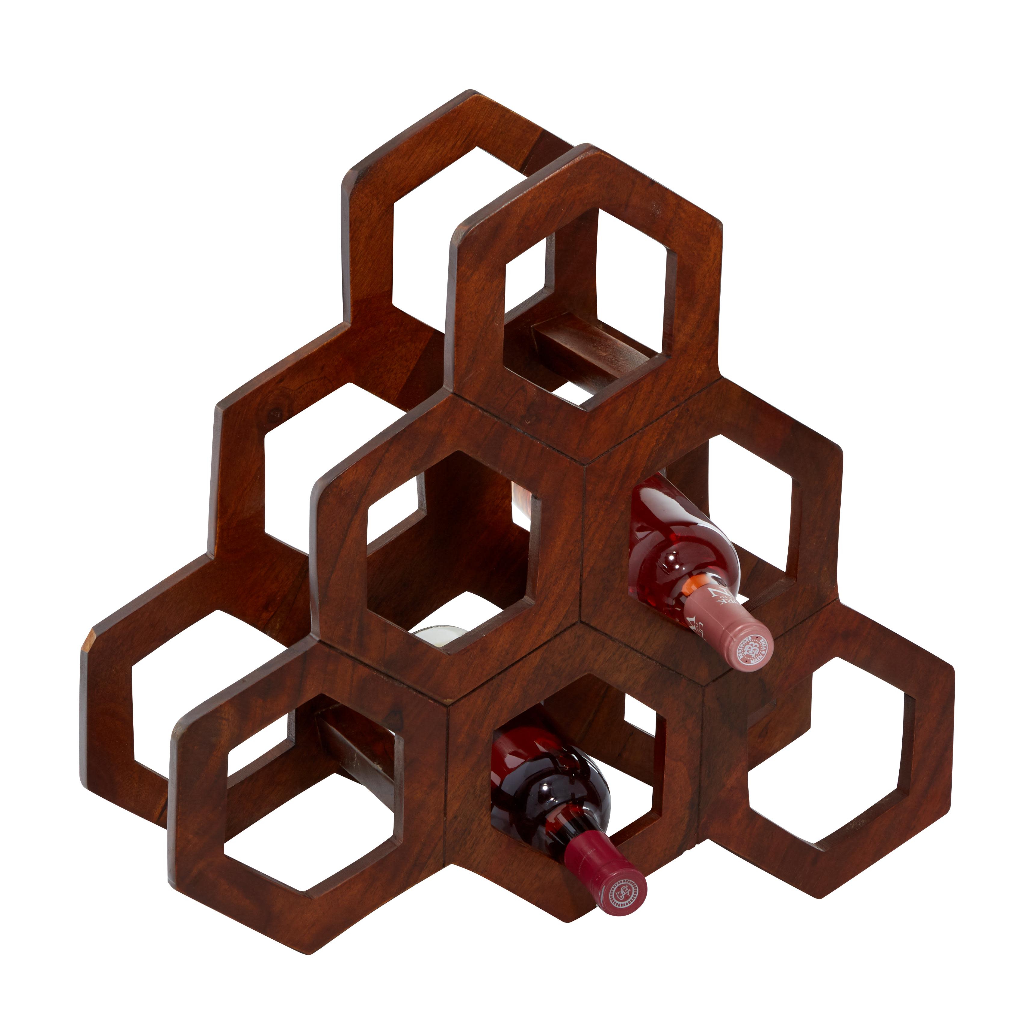 Brown Wood  Wine Rack, 18" x 8" x 17"