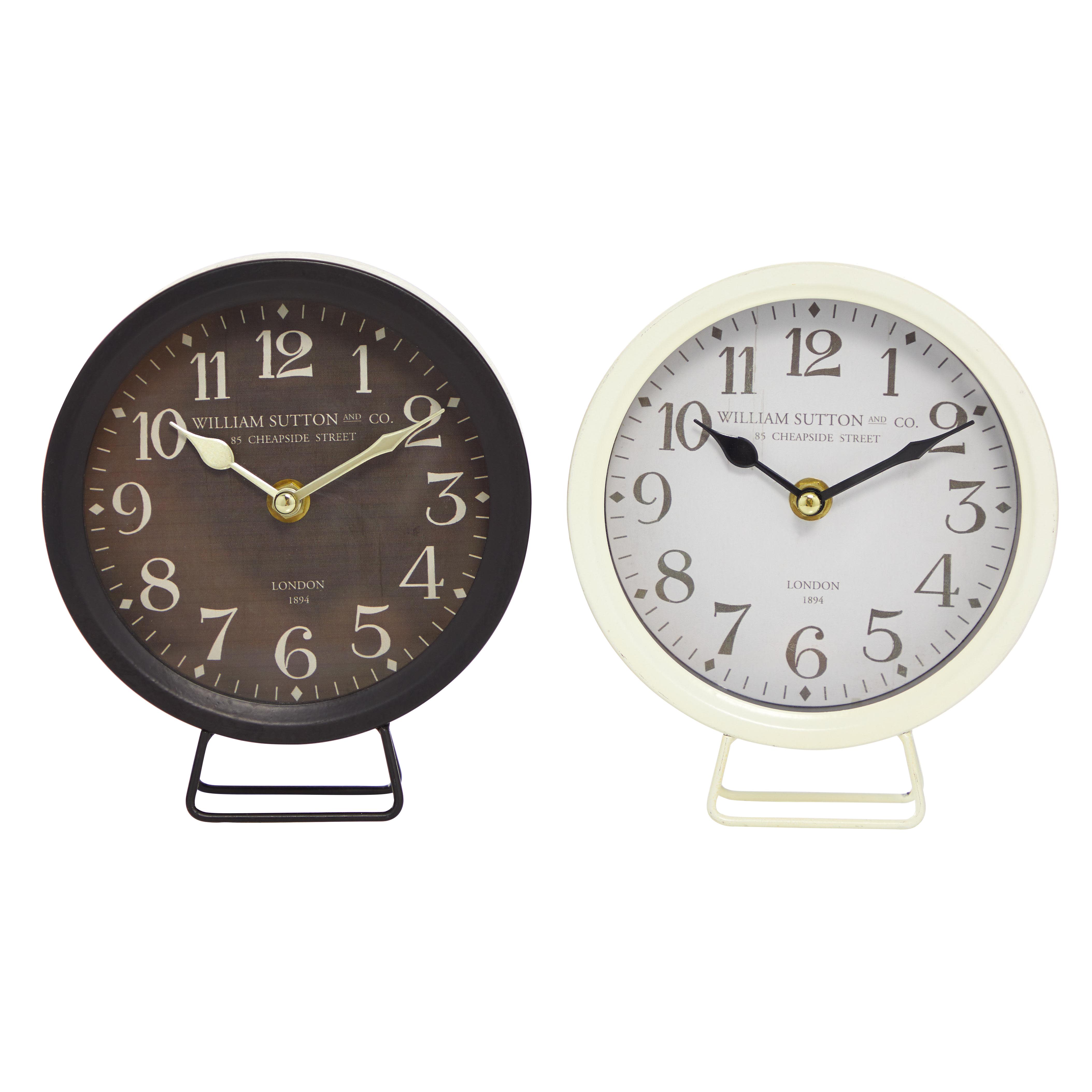 Black Metal  Decorative Clock, 2 Assorted 6"W, 7"H
