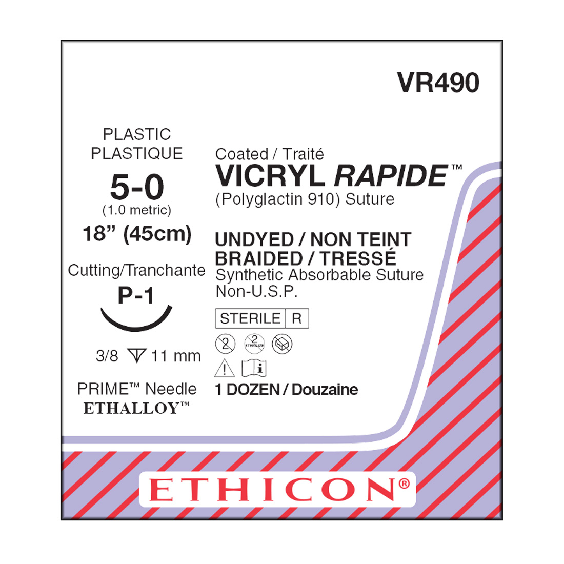 VICRYL RAPIDE™ Undyed Braided & Coated Sutures, 5-0, P-1, Precision Point-Reverse Cutting, 18" - 12/Box