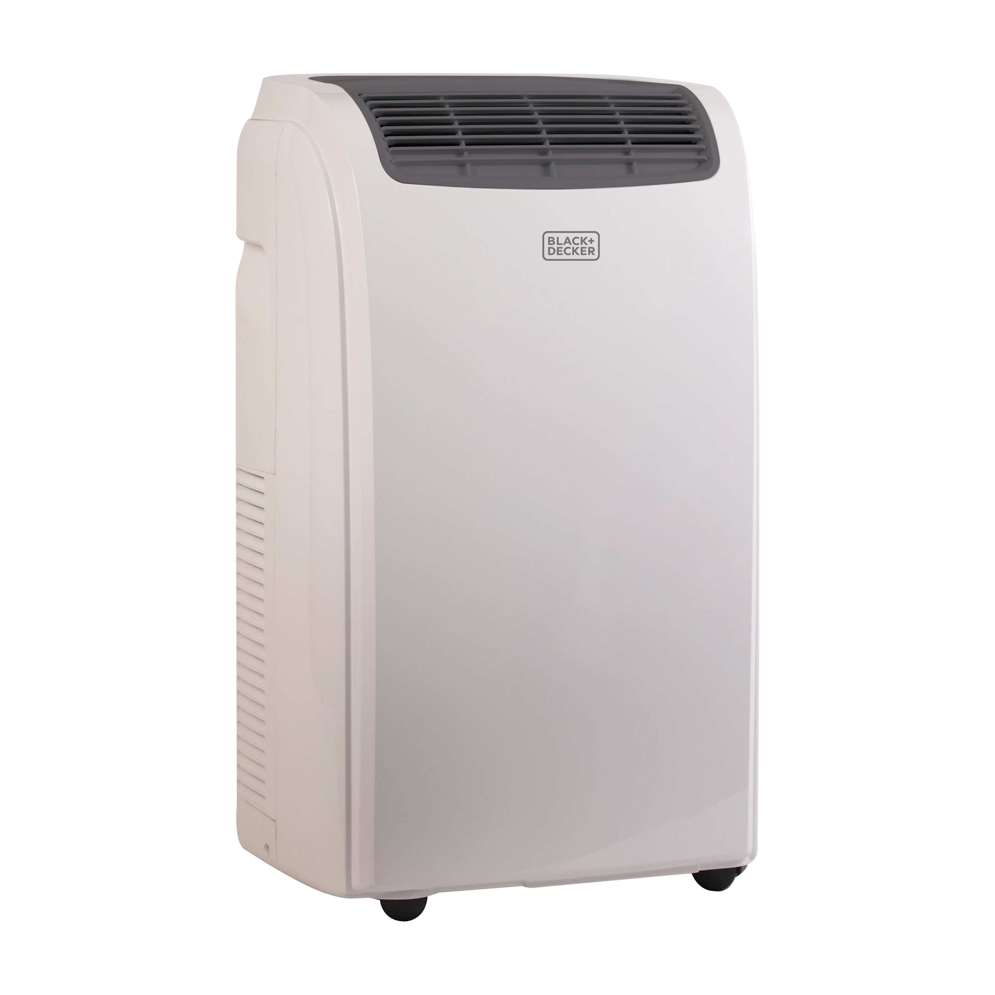 Profile of 5950 B T U portable air conditioner with remote control.