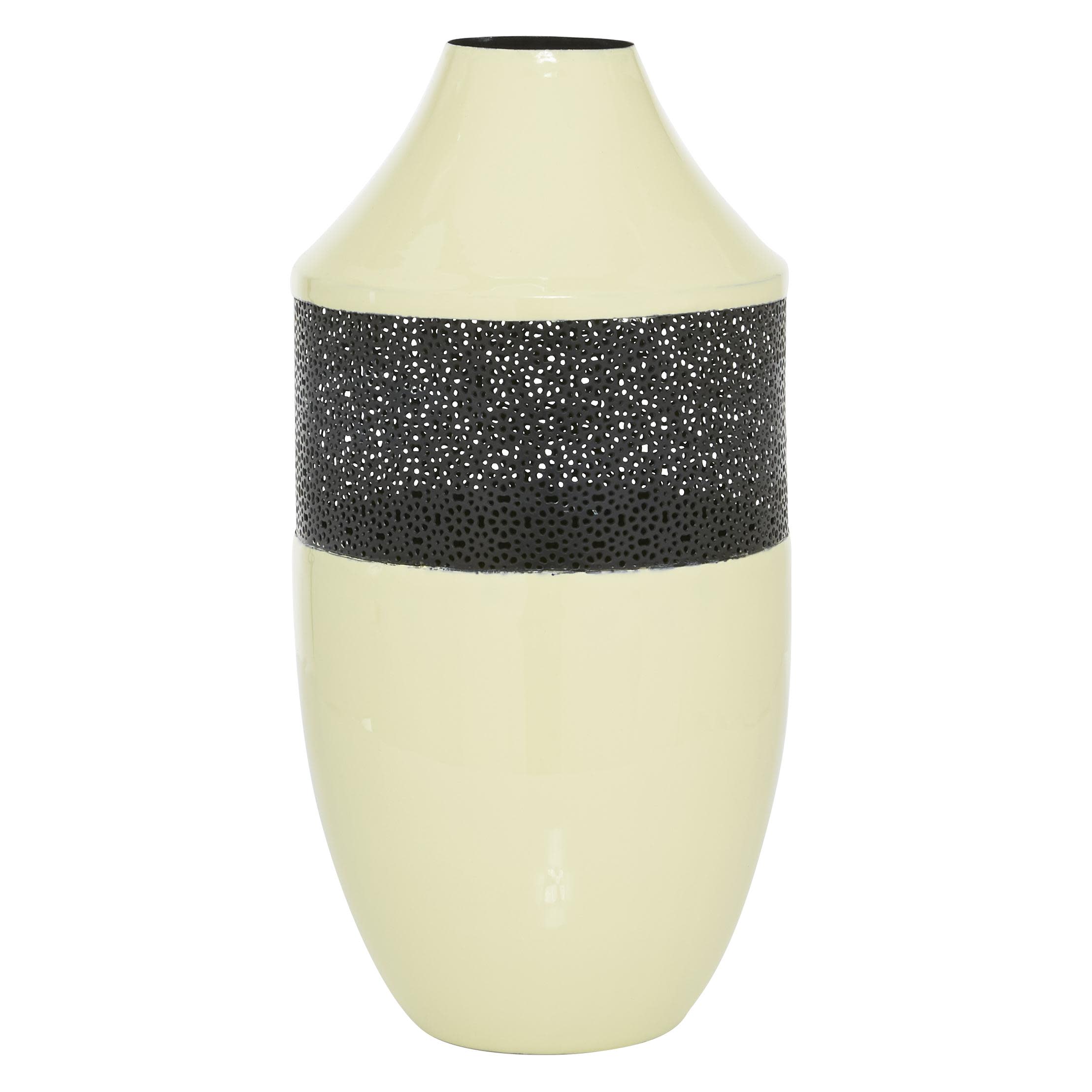 White Metal  Vase, 8" x 8" x 16"