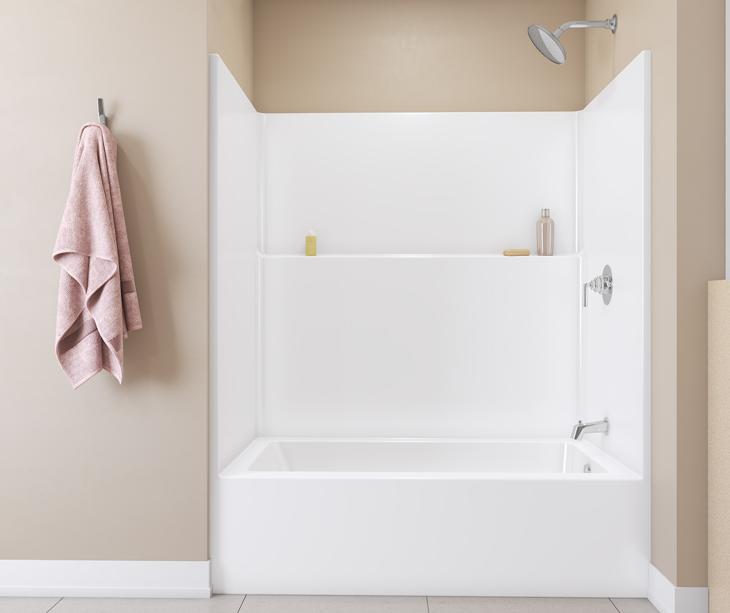Icon TS6036 Acrylx Alcove Left Hand Drain One-Piece Tub Shower in White