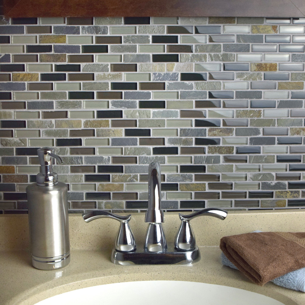 Tessera Subway Stonehenge In X In Glass Mosaic Tile Merola Tile