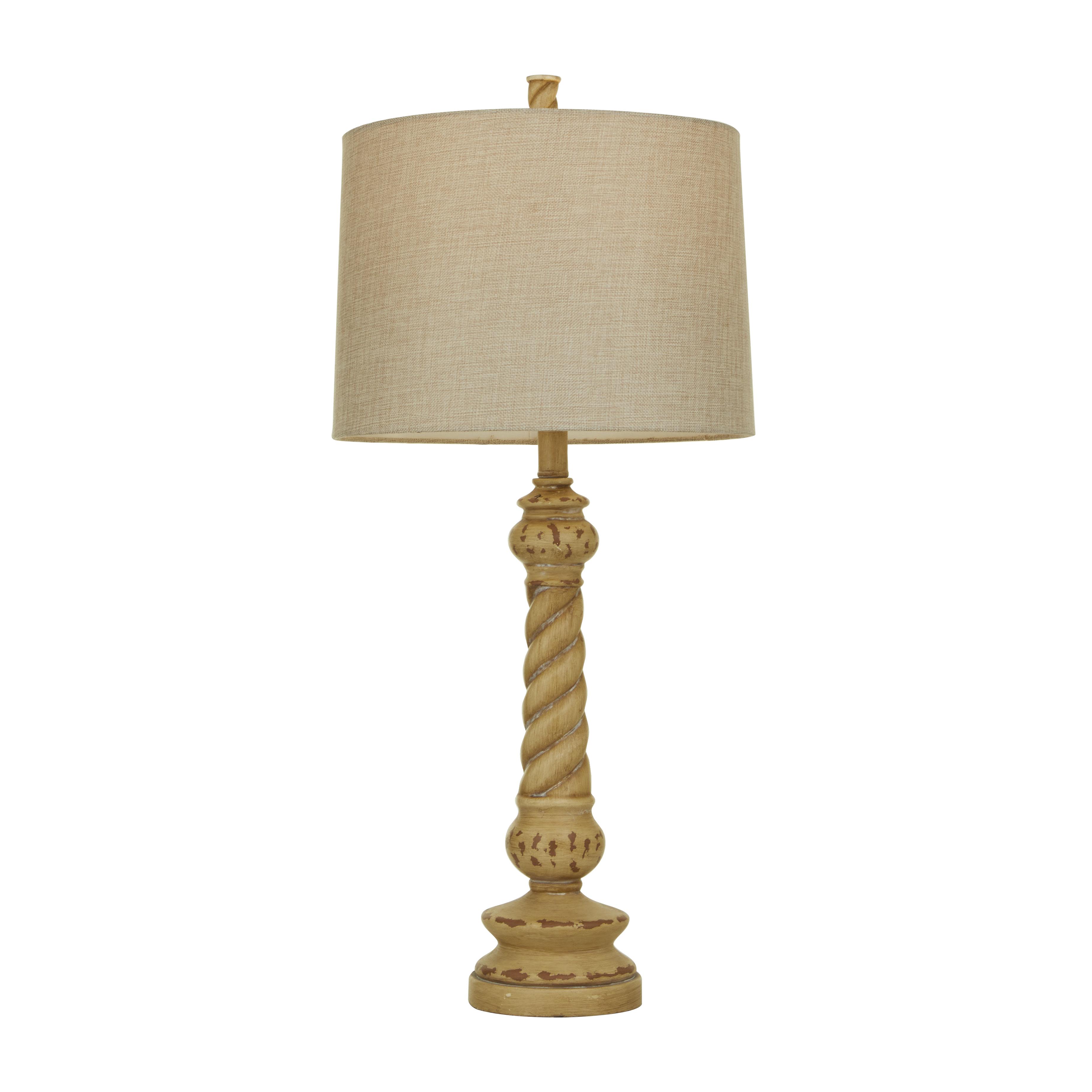 Brown Polystone  Twisted Room Table Lamp,(missing shade)