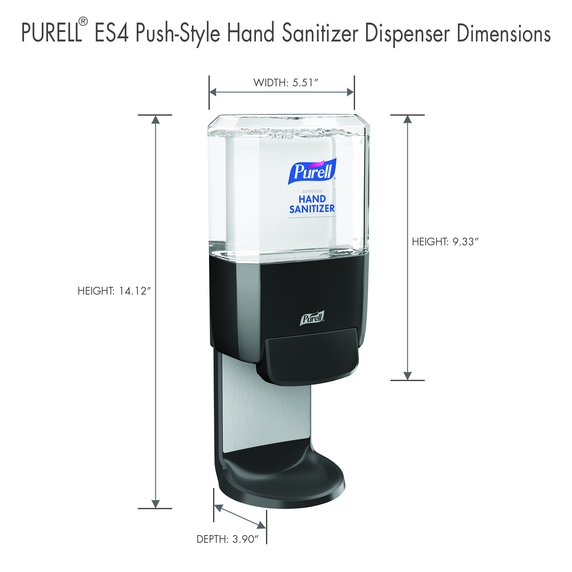 Picture of PUSH-STYLE HAND SANITIZER DISPENSER, 1200 ML, GRAY