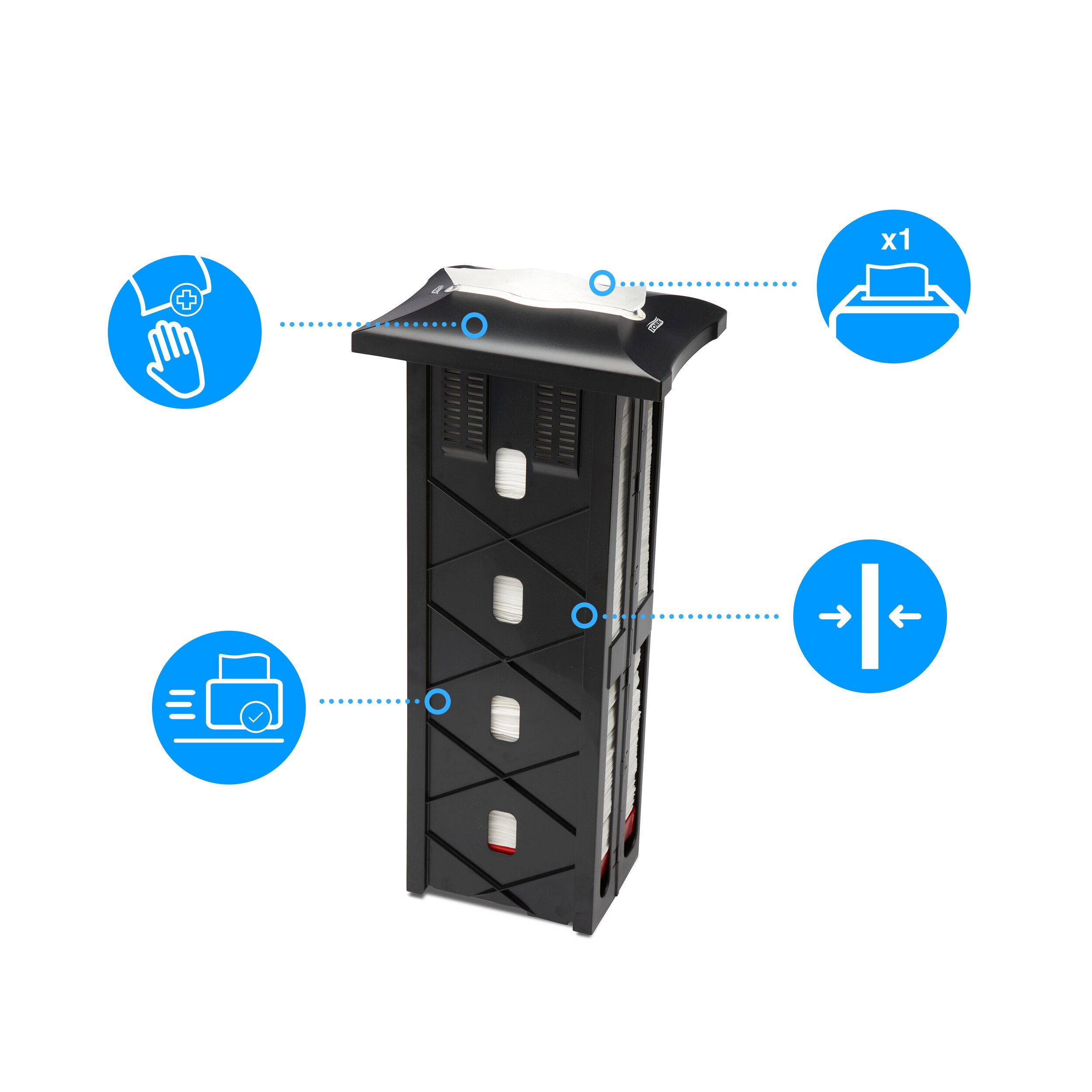Servietdispenser, Indbygget, 54 cm, Sort, Plast, Tork Xpressnap N4