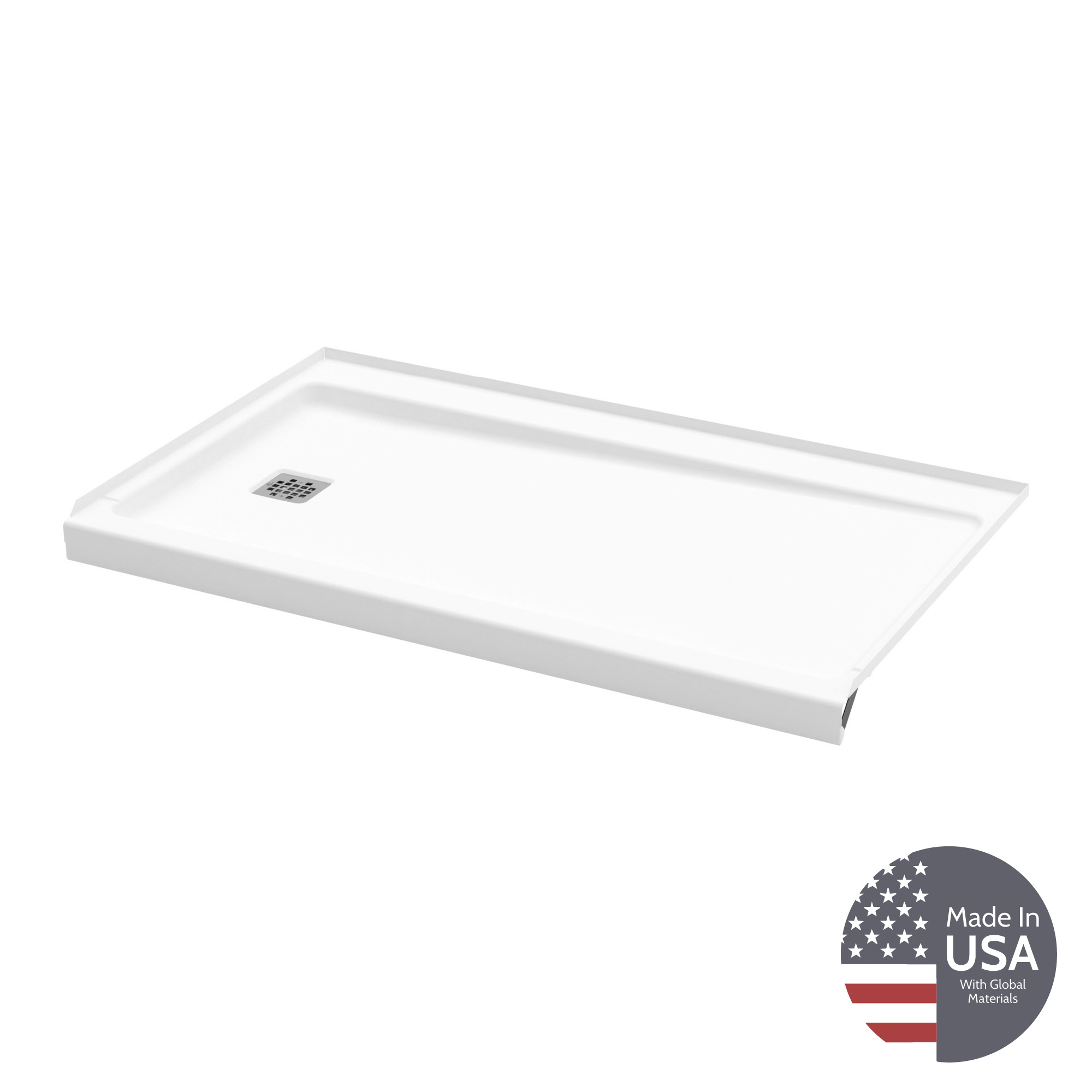 Showercast Porcelain Enamel Alcove Shower Base In Square In Chrome view 16
