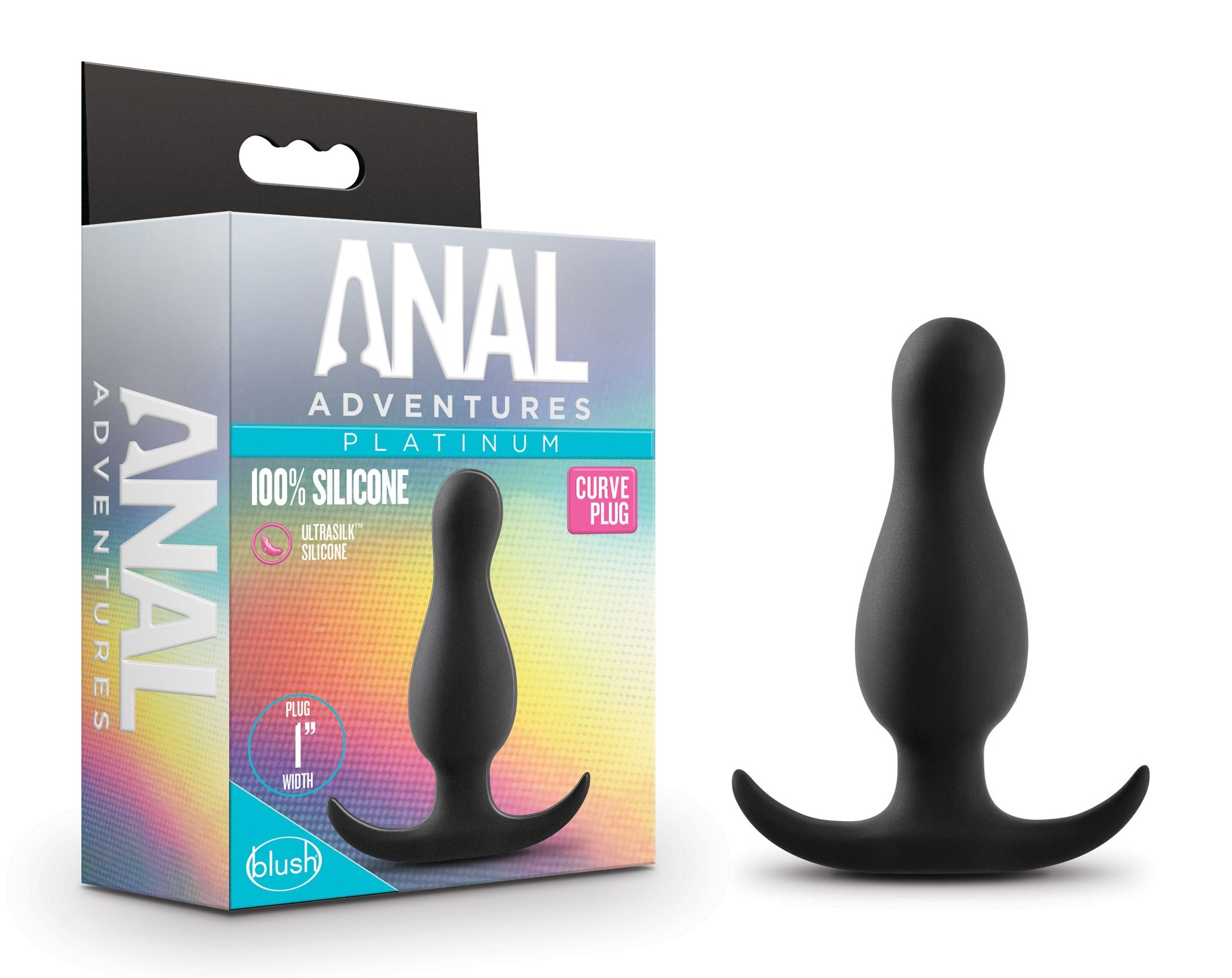 Blush Anal Adventures Platinum Curve Curved Black 3.5-Inch Anal Plug