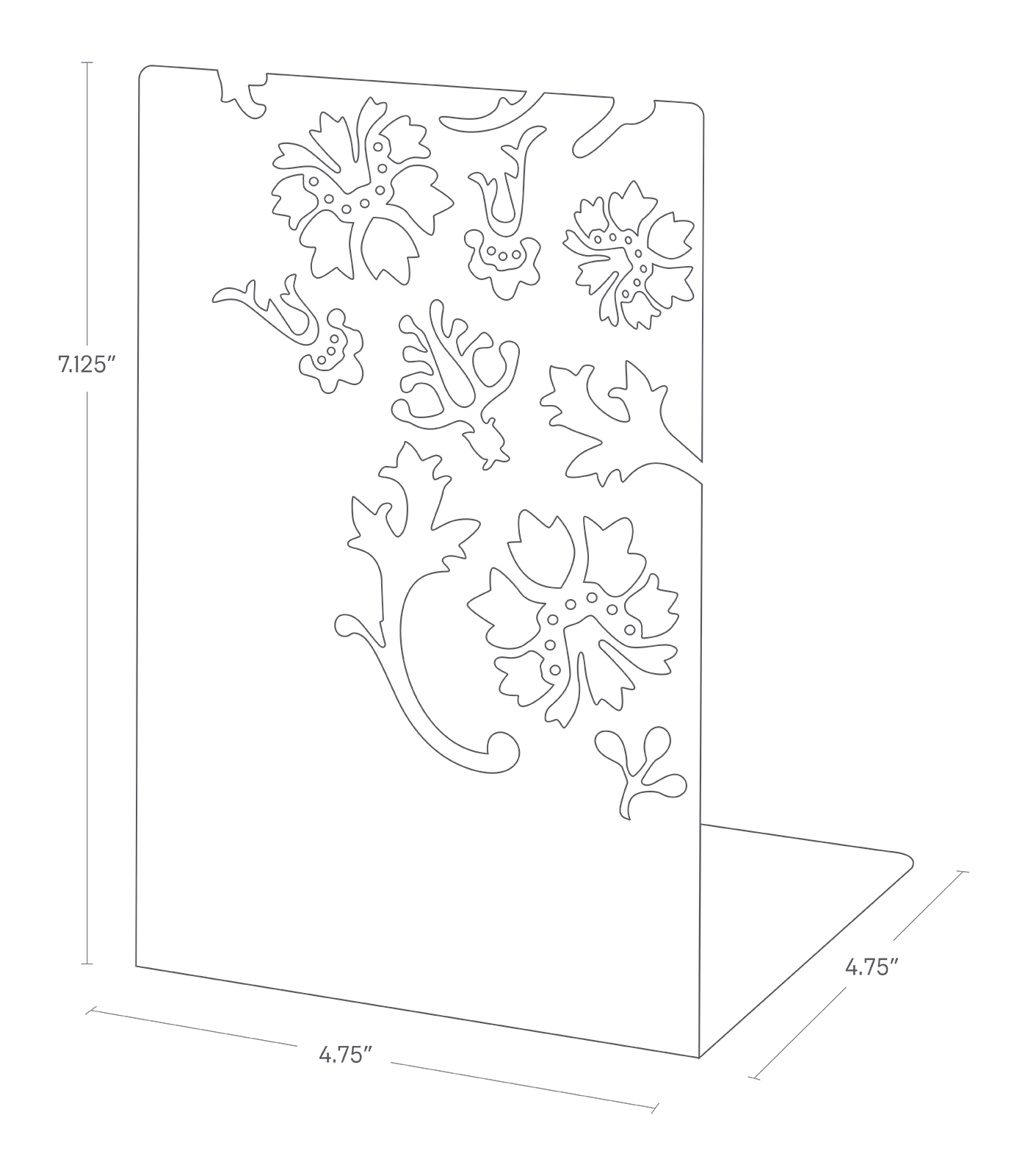 Dimension image for Bookends (Set of 2) - Small showing a length/width of 4.75" and height of 7.125".