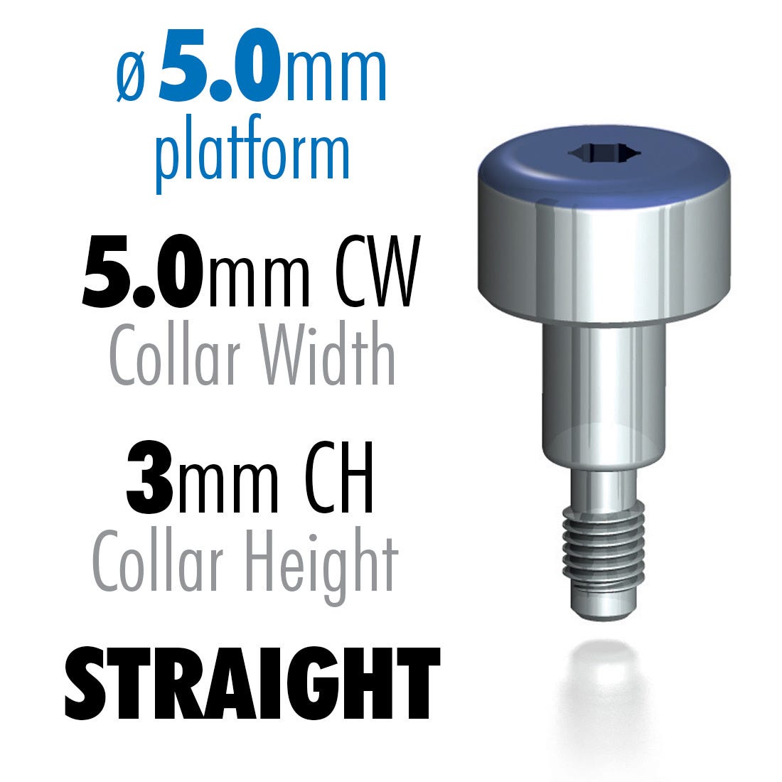 infinity TRI-CAM Healing Caps, 5.0mm Platform, 5.0mm CW - 3mm CH - Straight