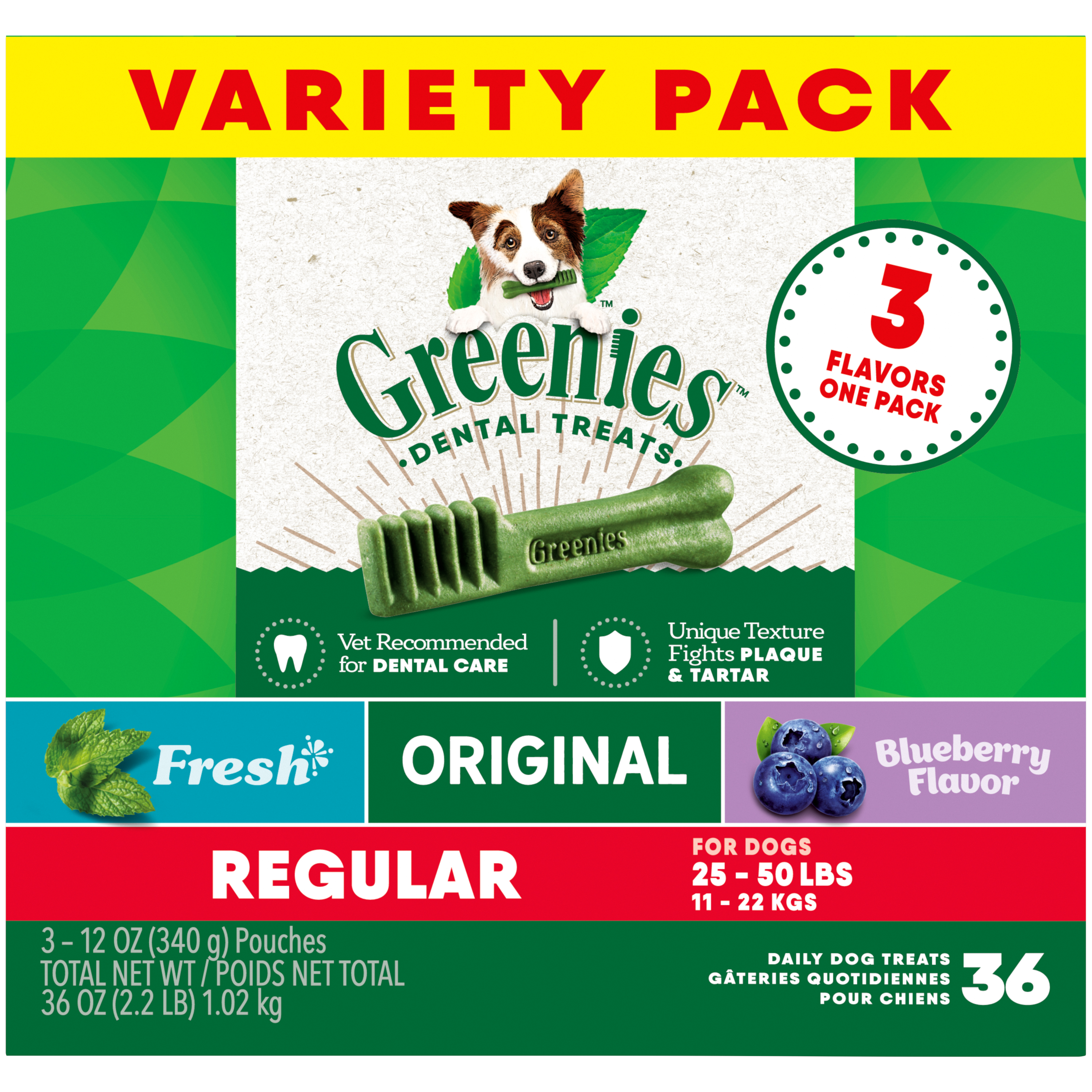 36oz Greenies Regular 3 Flavor Variety pack Value Tub - Treats