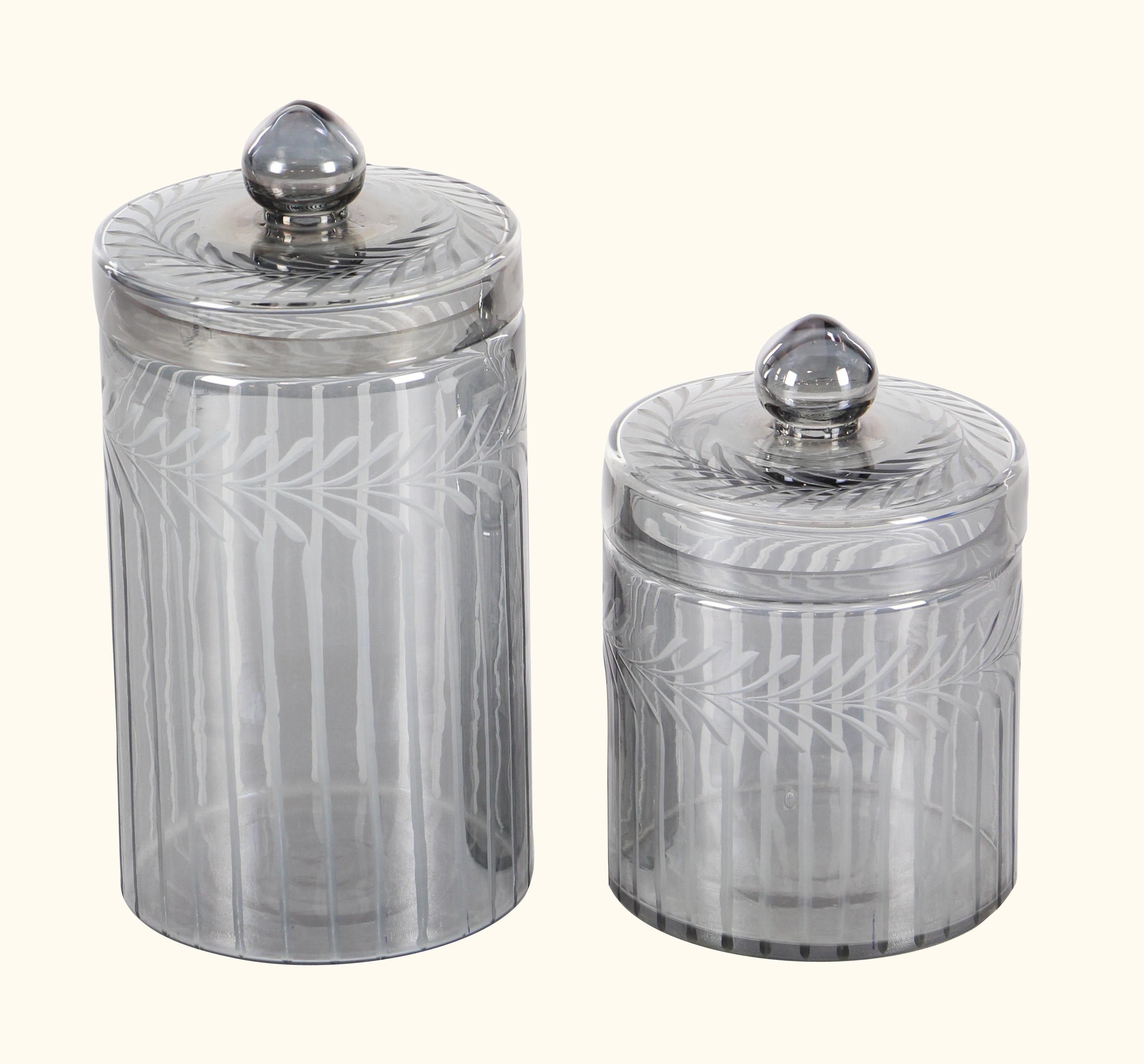 Gray Glass  Handmade Living Room Decorative Jars, Set of 2 7\", 10\"H (4 set) 