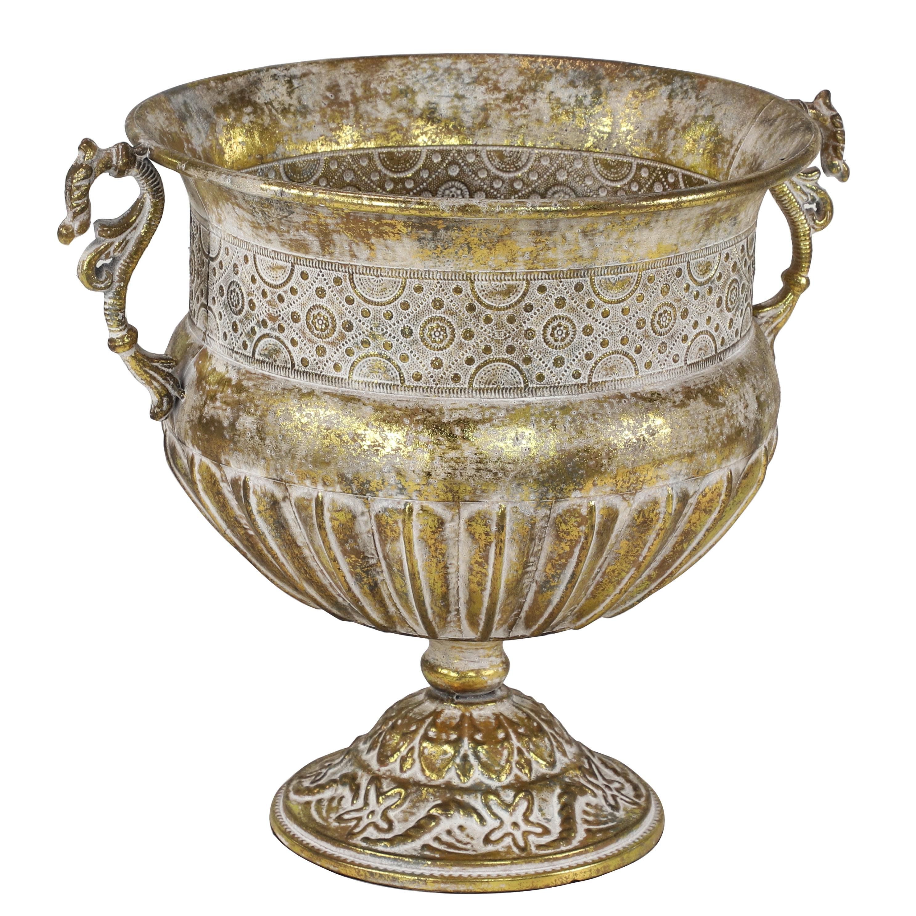 Gold Metal  Planter, 19" x 15" x 17"