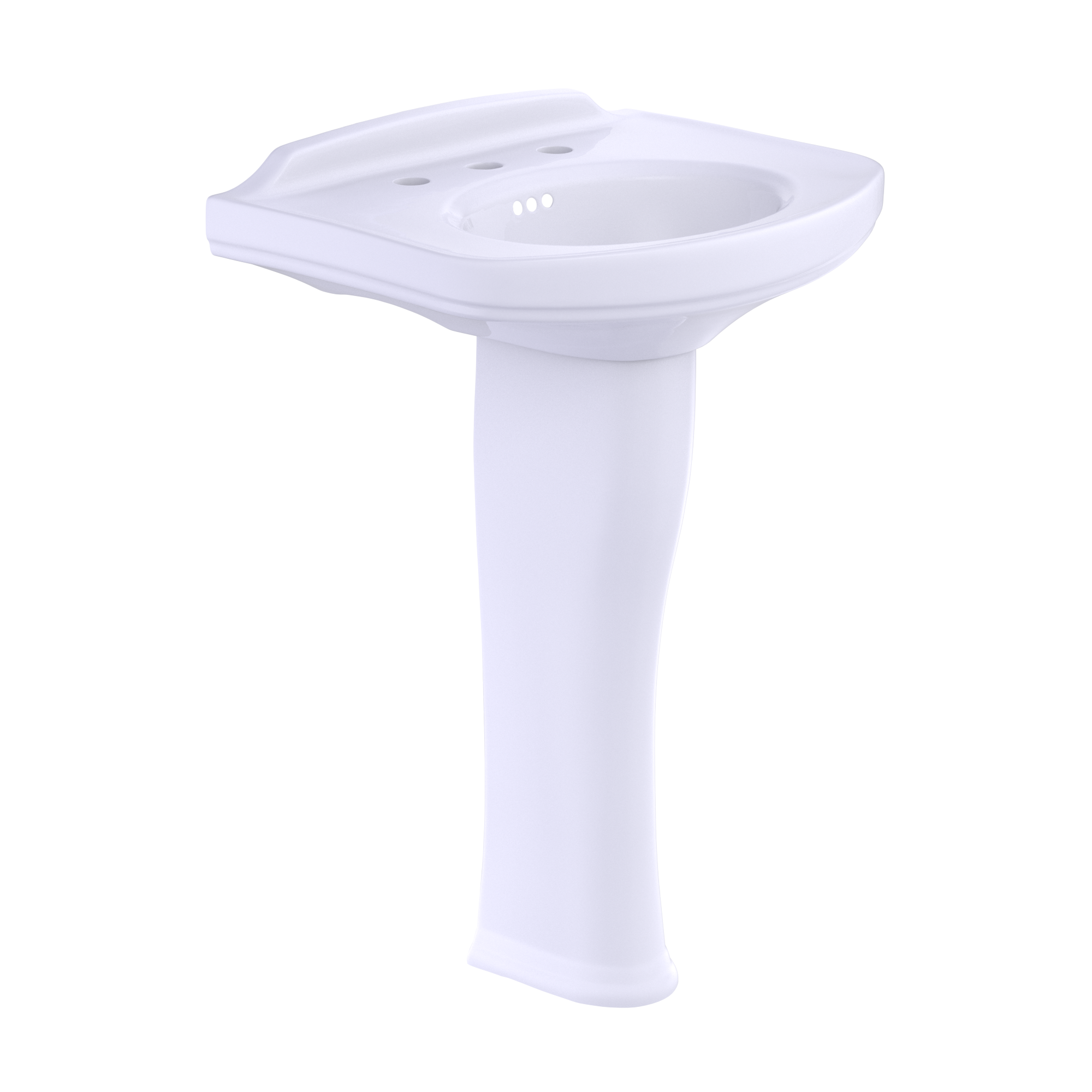 TOTO Dartmouth Rectangular Pedestal Bathroom Sink with Arched Front for 8 Inch Center Faucets, Cotton White, Vitreous China, LPT642.8#01