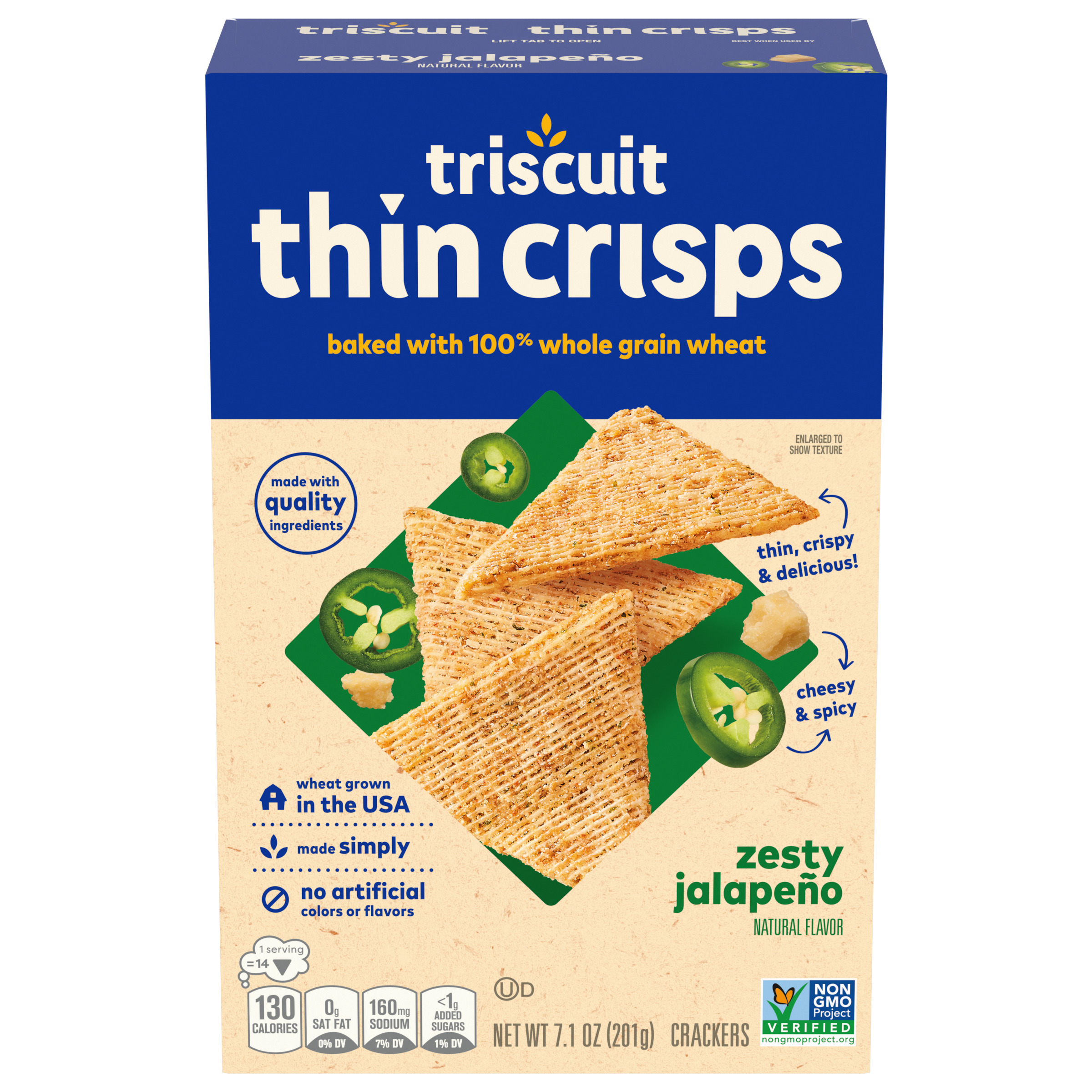 Triscuit Thin Crisps Zesty Jalapeno Whole Grain Wheat Crackers, 7.1 oz-thumbnail-1